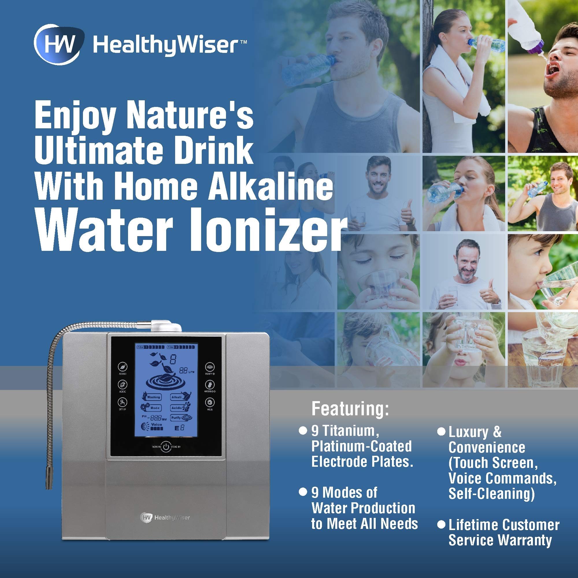 Amazon | HealthyWiser アルカリ 水 イオン 化装置 飲料 水ろ過