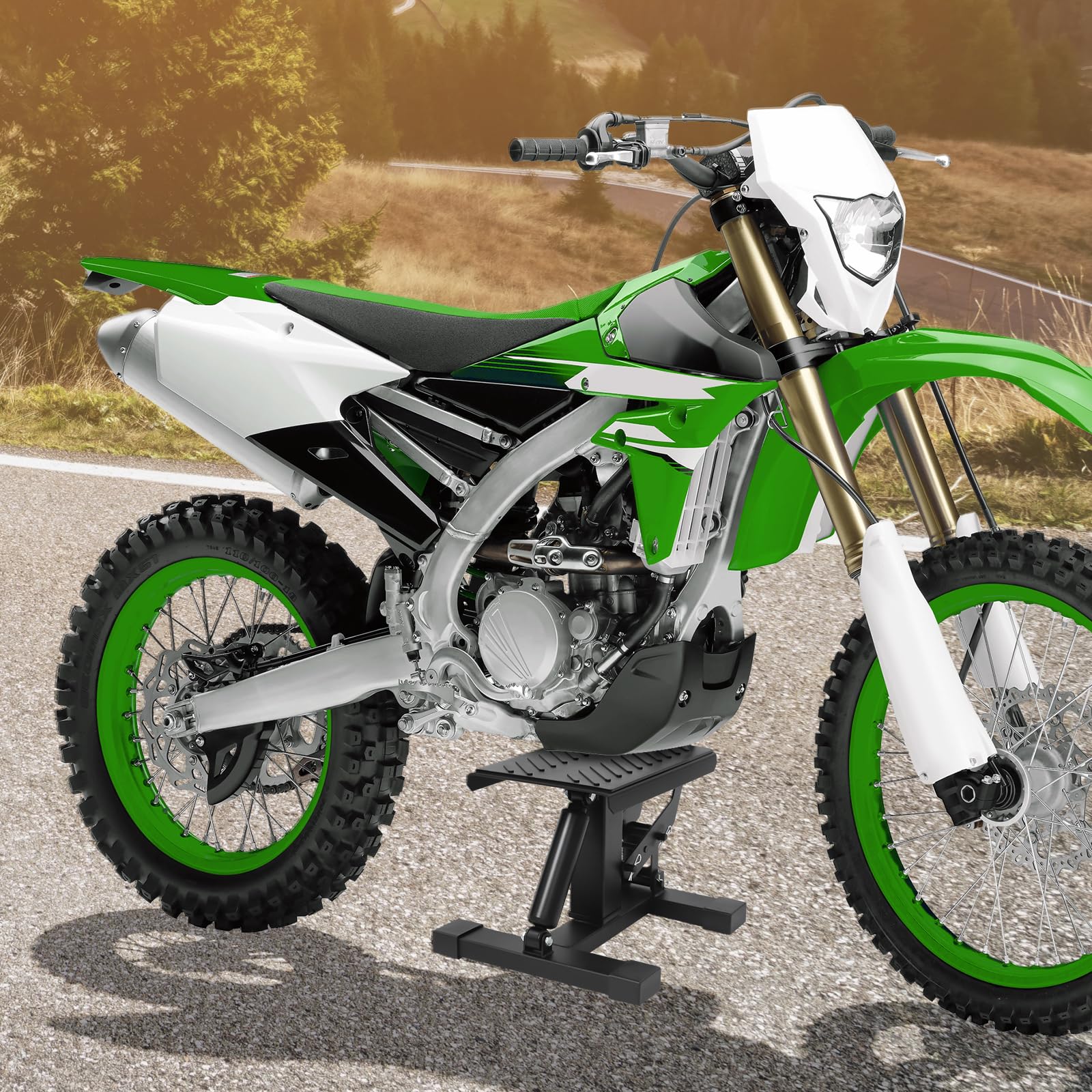 Cavalletto idraulico professionale per moto, cavalletto sollevatore per moto, motocross, cavalletto sollevatore pieghevole, supporto universale per moto, regolabile in altezza 25-34 cm, carico massimo