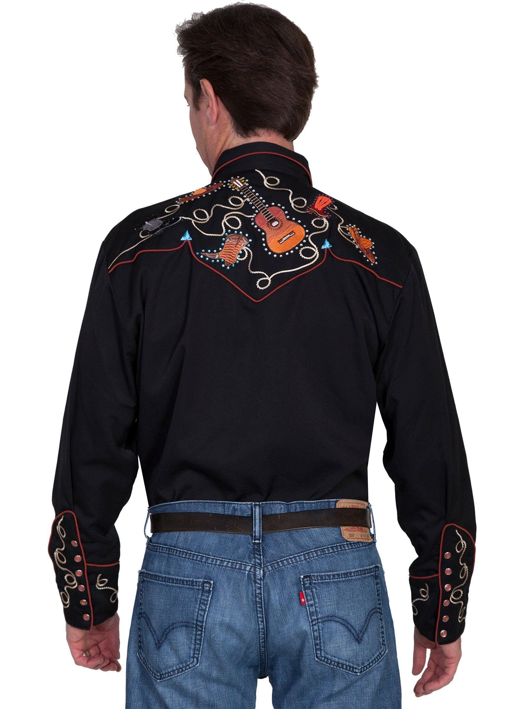 Scully Boots Hats And Guitars Men's Retro Western Shirt