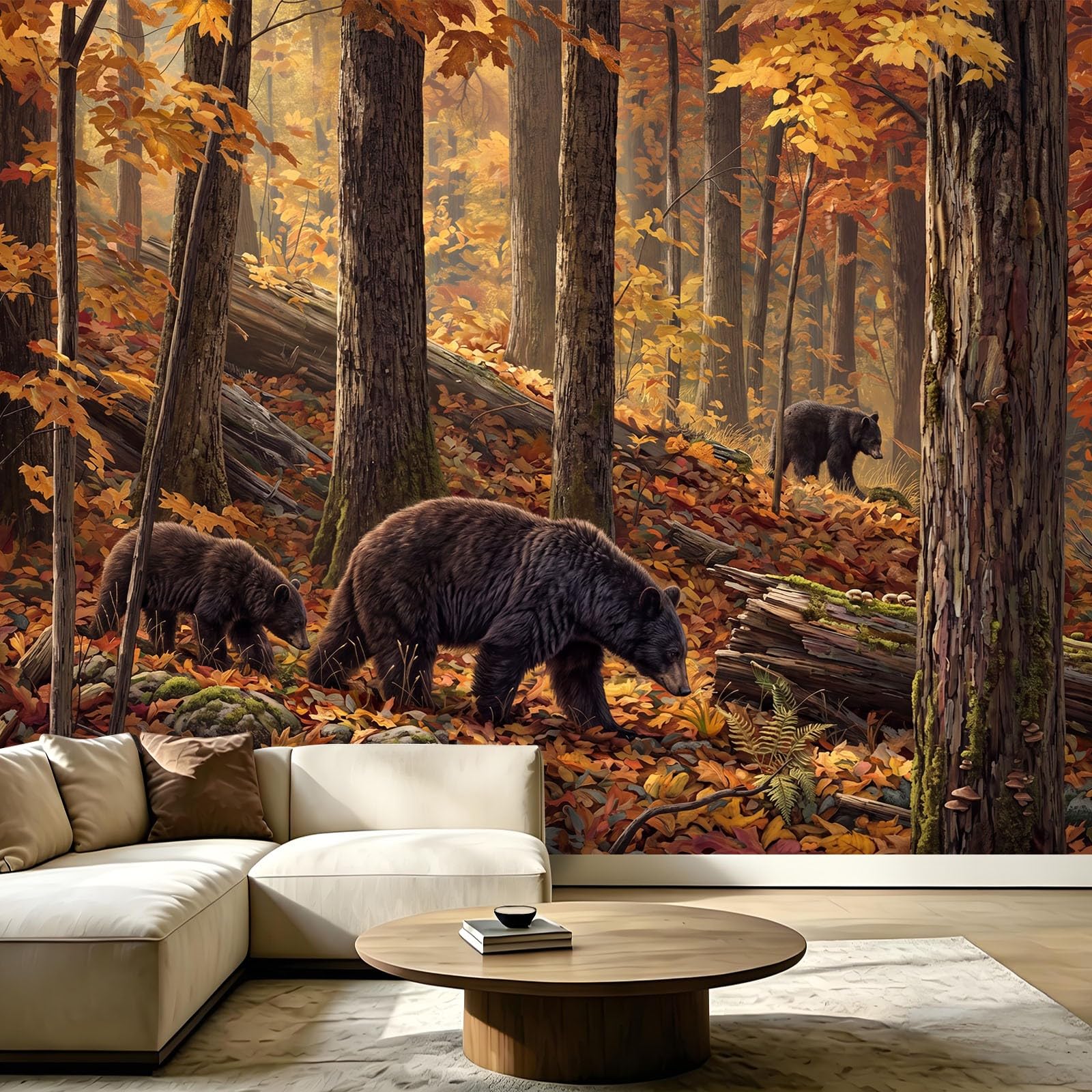 Carta da parati fotografica in tessuto non tessuto, natura, paesaggio, animali, foresta, orso, per soggiorno, camera da letto, carta da parati moderna effetto 3D, decorazione da parete, 300 x 210 cm