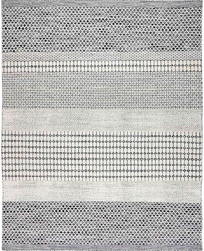 Hauteloom Tideswell - Alfombra de pasillo bohemia de lana tejida a mano con textura geométrica, alfombra de enrejado marroquí para pasillo, Negro