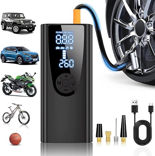 Inflador de neumáticos, compresor de aire portátil, batería de 10400 mAh y bomba de aire de 150 PSI para neumáticos de automóvil, bomba digital