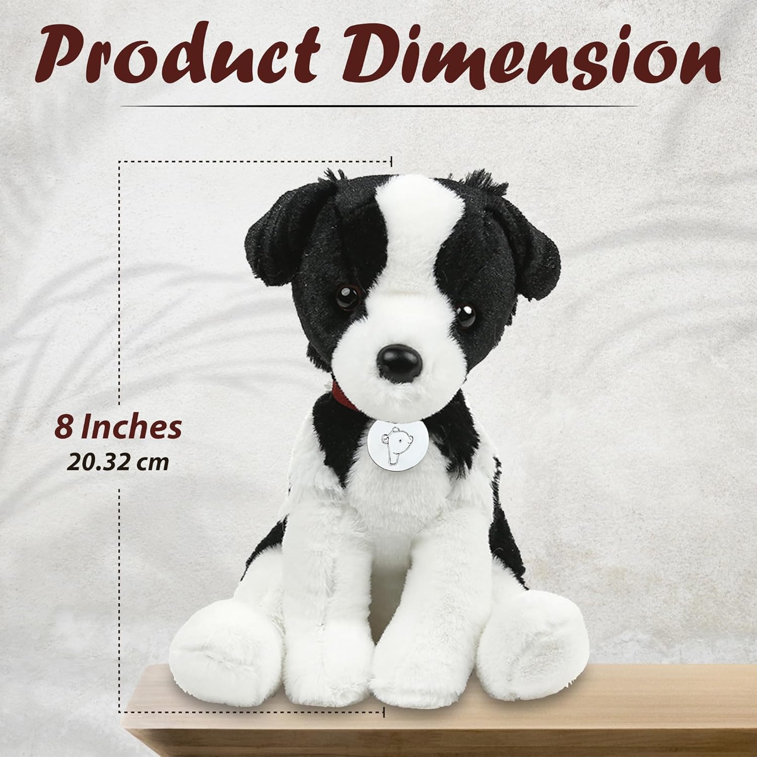 Adorable Dog Stuffed Animal Plush Toy – Premium Quality 8 Inch Soft and Cuddly Puppy with Cute Collar – Perfect for Kids, Cat Lovers, and All Ages (Oreo The Border Collie)
