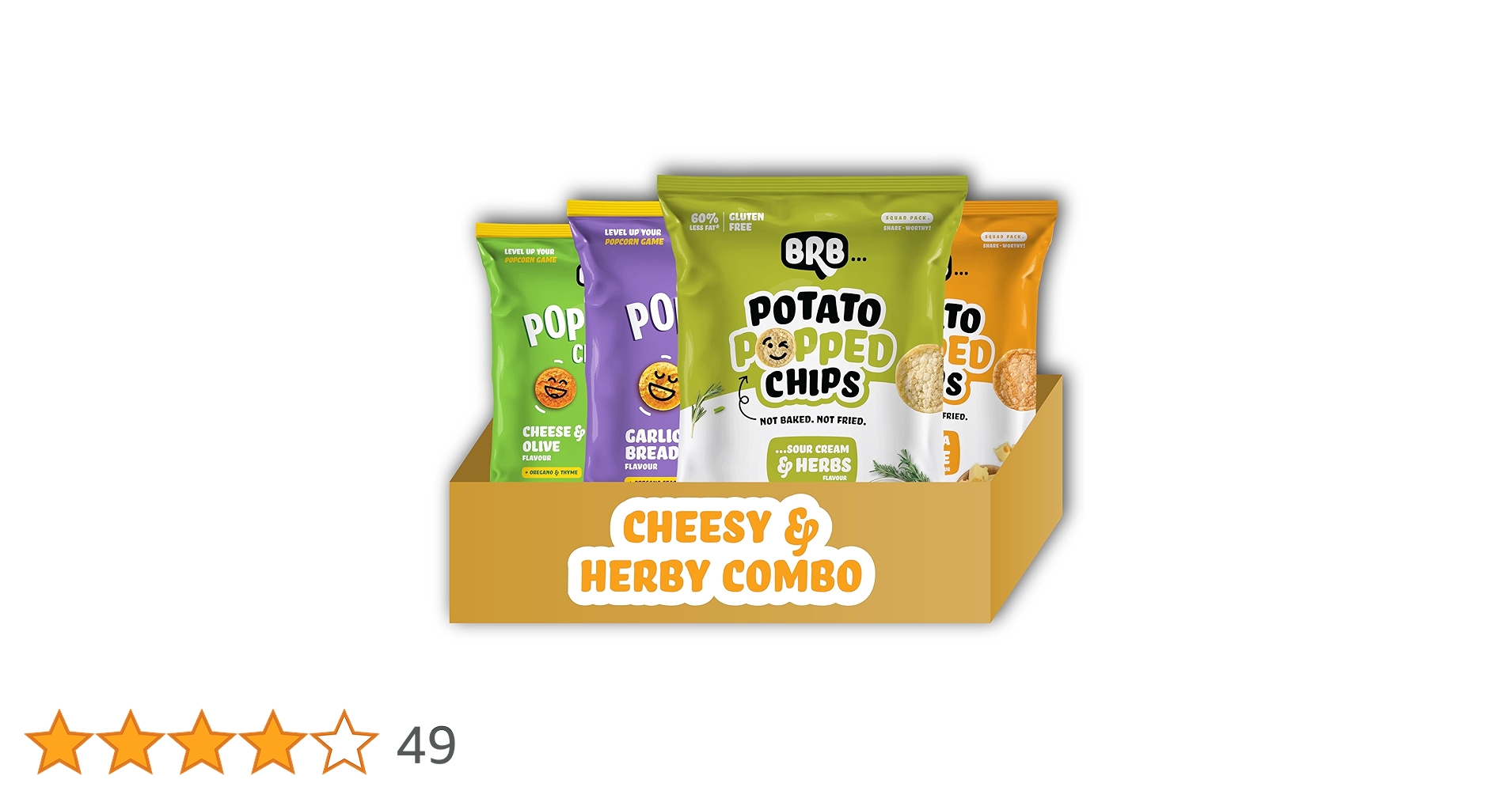BRB Popped Chips | Cheesy & Herby Combo Pack - 4 Flavours | Potato