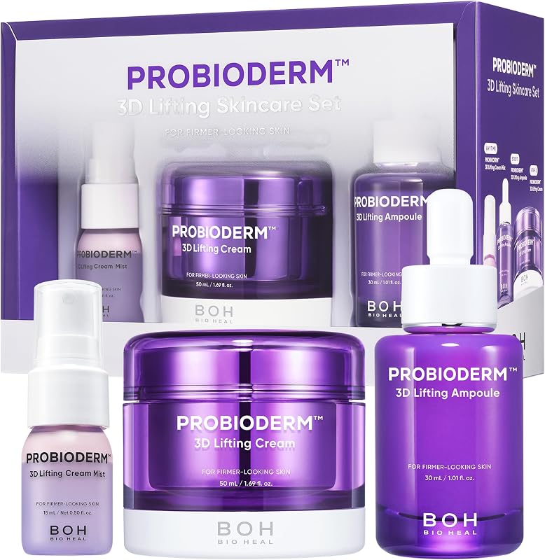 BIOHEAL BOH [Cardi B's Pick] Probioderm 3D Lifting Skincare Set | Korean Night Cream, Serum & Hydrating Face Mist for Lifting & Firming | Perfect Anti-Aging Routine for Dry, Dull, Saggy Skin