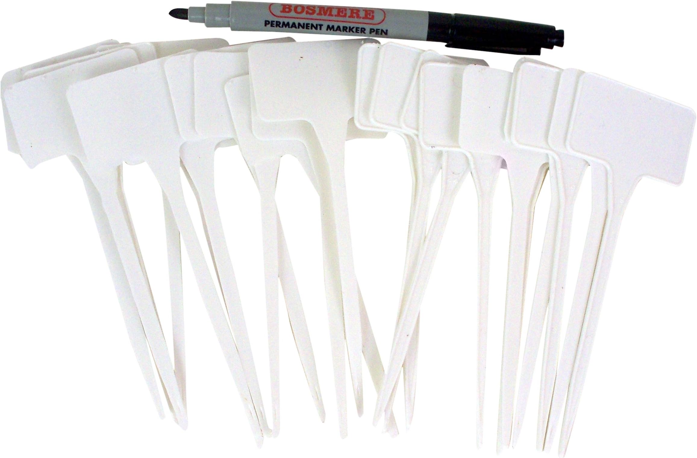 Garden Helpers H168 5-1/2-Inch Plastic T-Plant Labels and Plant Marker Pen, 48-Pack, White