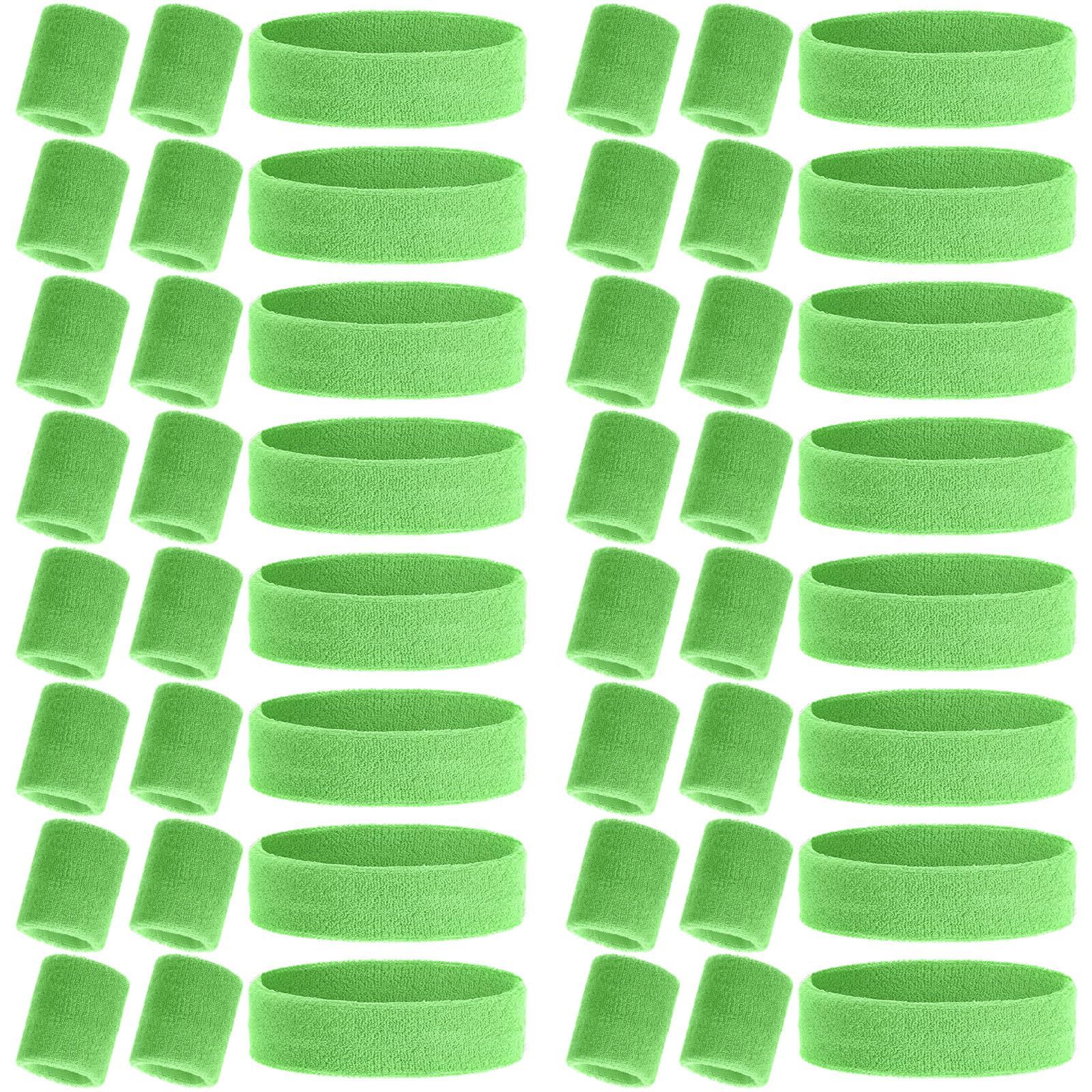 Canlierr 48 Pcs Football Sweatbands Bulk for Men Women Striped Sweatband Set, Include 16 Headband and 32 Wristbands Sports Neon Accessories for 80's Costume Party Athletic Gym