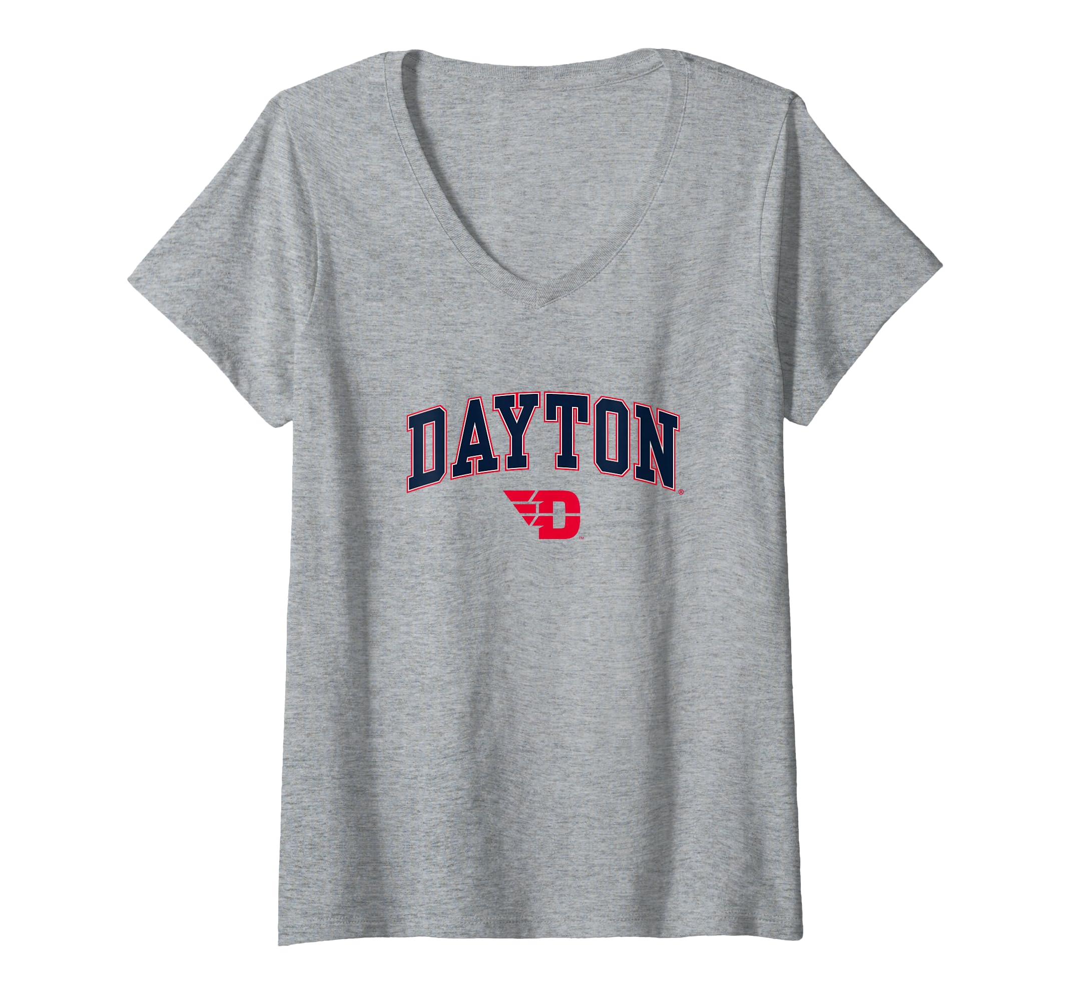Womens Dayton Flyers Arch Over Logo Officially Licensed V-Neck T-Shirt