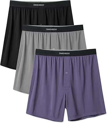 DAVID ARCHY Heren Boxers Shorts Sneldrogende Losse Pasvorm Knop Open Gulp Vochtafvoerend Ademend Ondergoed, M DAVID ARCHY Heren Boxers Shorts Sneldrogende Losse Pasvorm Knop Open Gulp Vochtafvoerend Ademend Ondergoed, M
