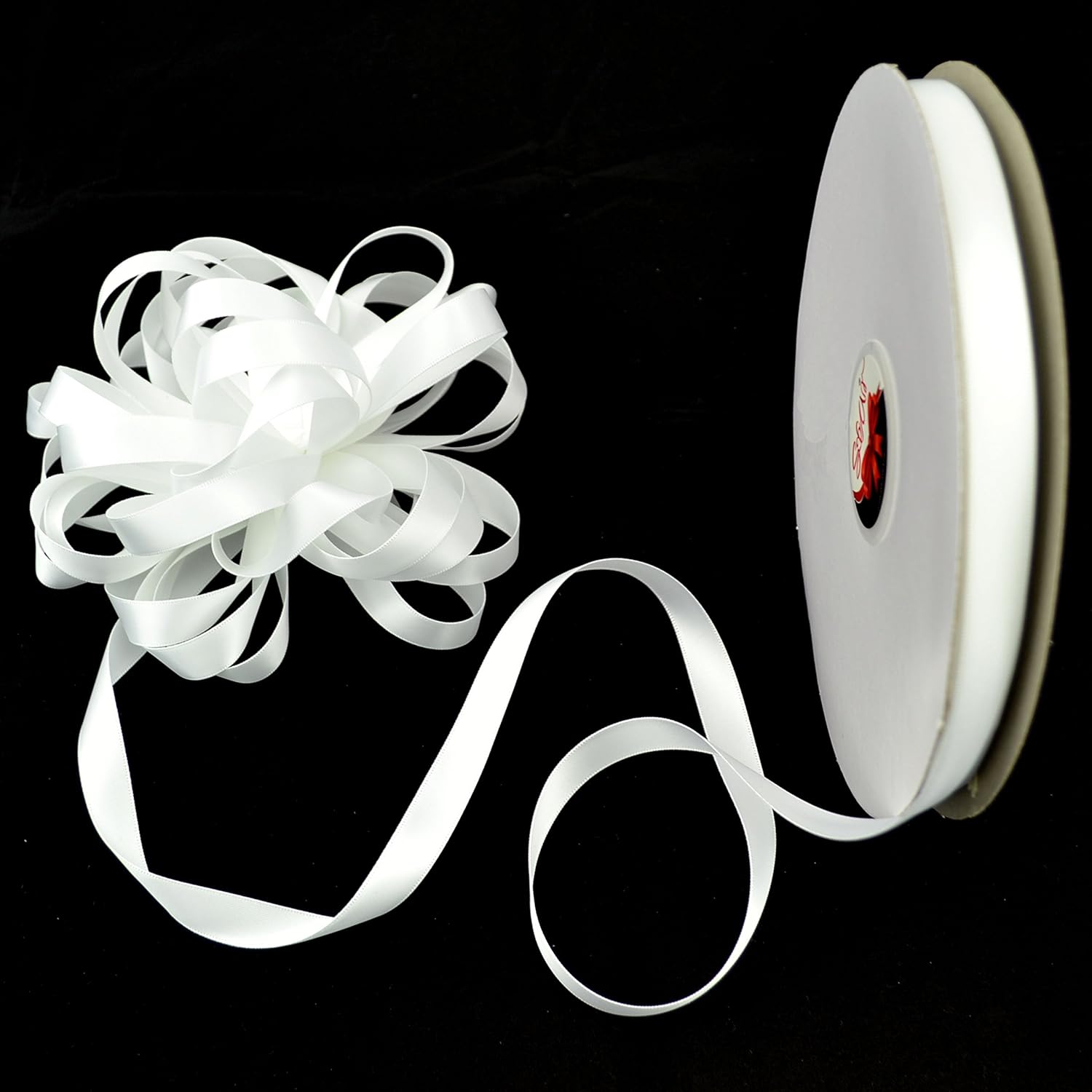 Star Quality 1/2 Inch Double face Satin Ribbon 100Yard | Polyester Ribbon for Floral Arrangement, Wedding Bouquet, and Big DIY Artwork Projects | No Fading Woven Ribbon (1/2" x 100Yard, White)