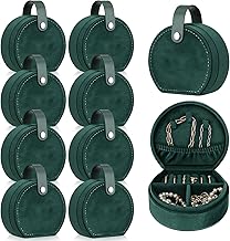 Weysat 8 Pack Velvet Travel Jewelry Case Box Mini Bridesmaid Jewelry Gift Box Small Earring Storage Organizer Women Proposal(Green)