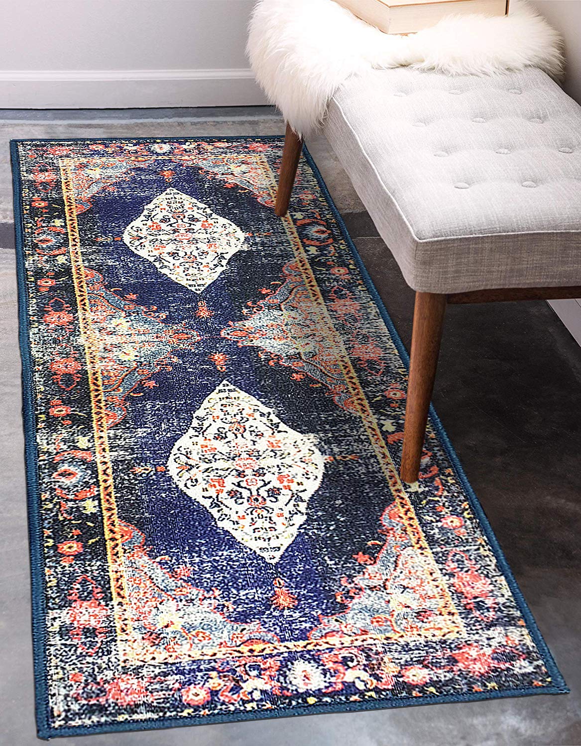 Status Contract 3D Printed Persian Carpet (Multicolour, Polyester & Polyester Blend, 3x5 Feet)