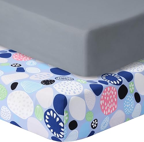 Miniatura 19 de Sábanas Ajustables para Pack and Play, Paquete de 2 Sábanas Pack n Play para Colchón Graco Pack n Play, Sábanas Unisex de Corralito para Niños y