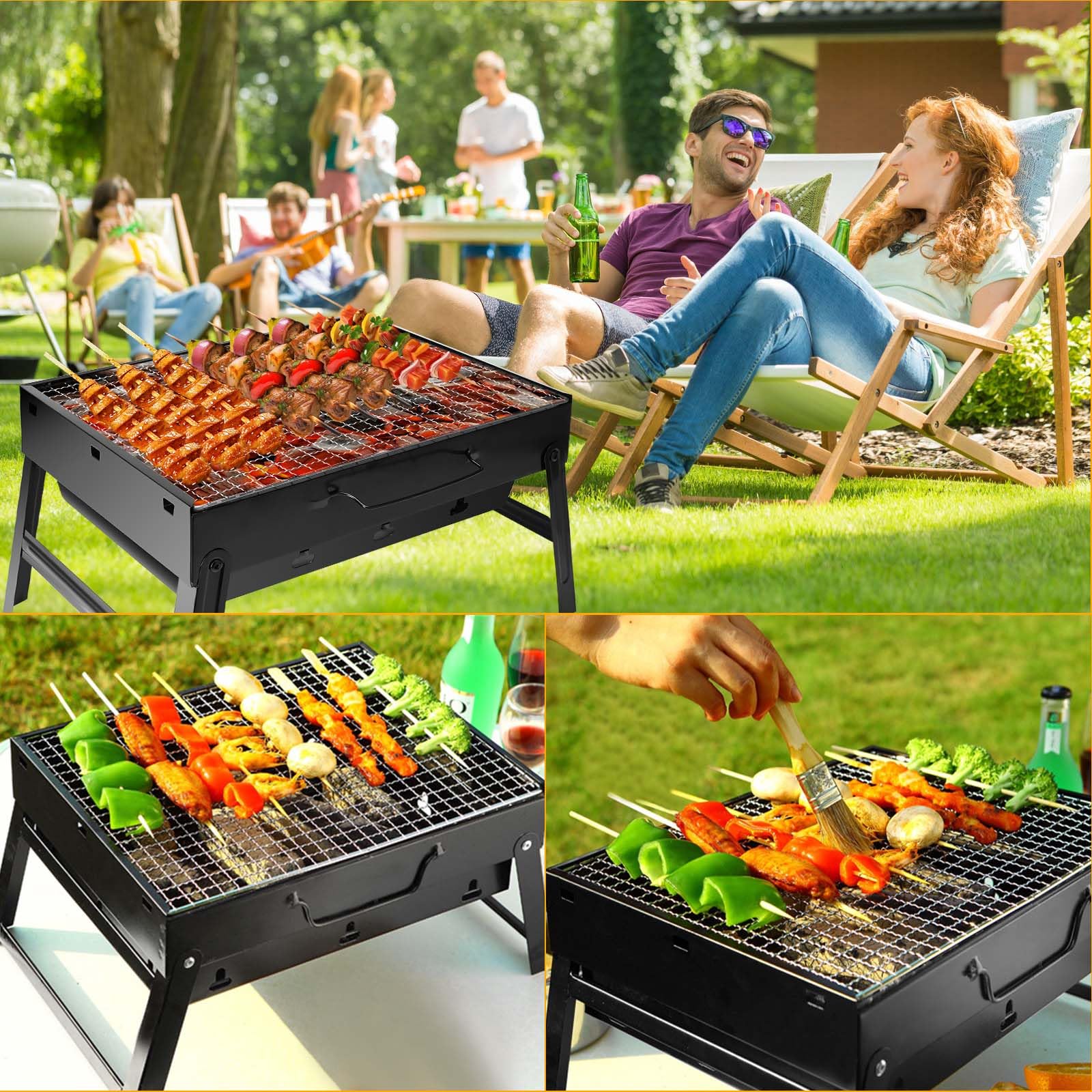 Barbecue a Carbonella Portatile Barbecue da esterno Tavolo da fuoco pieghevole Griglia in acciaio inossidabile Stufa a legna portatile Griglia da esterno Griglia for barbecue da campeggio per il Campe