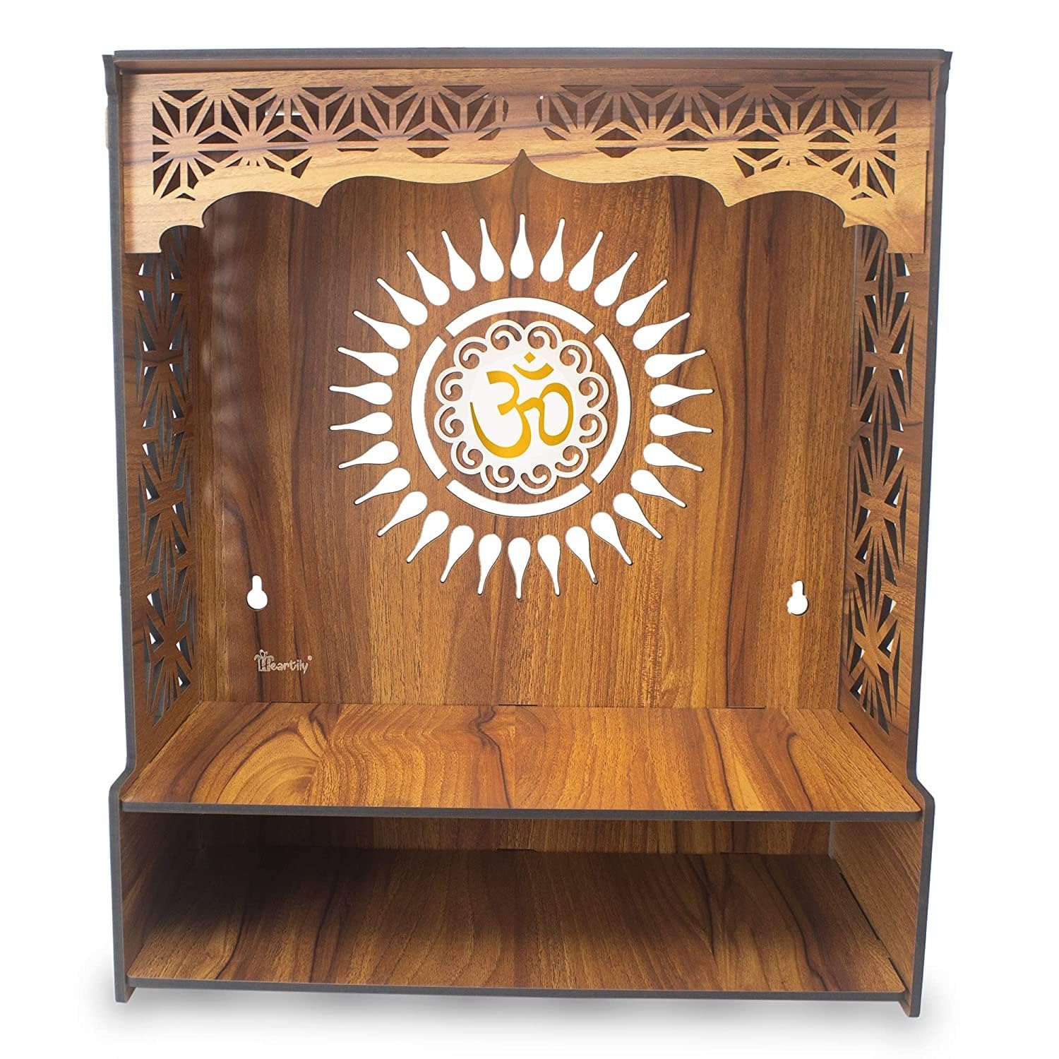 Autel Mandir en bois avec spot LED intégré pour prière Pooja à la maison