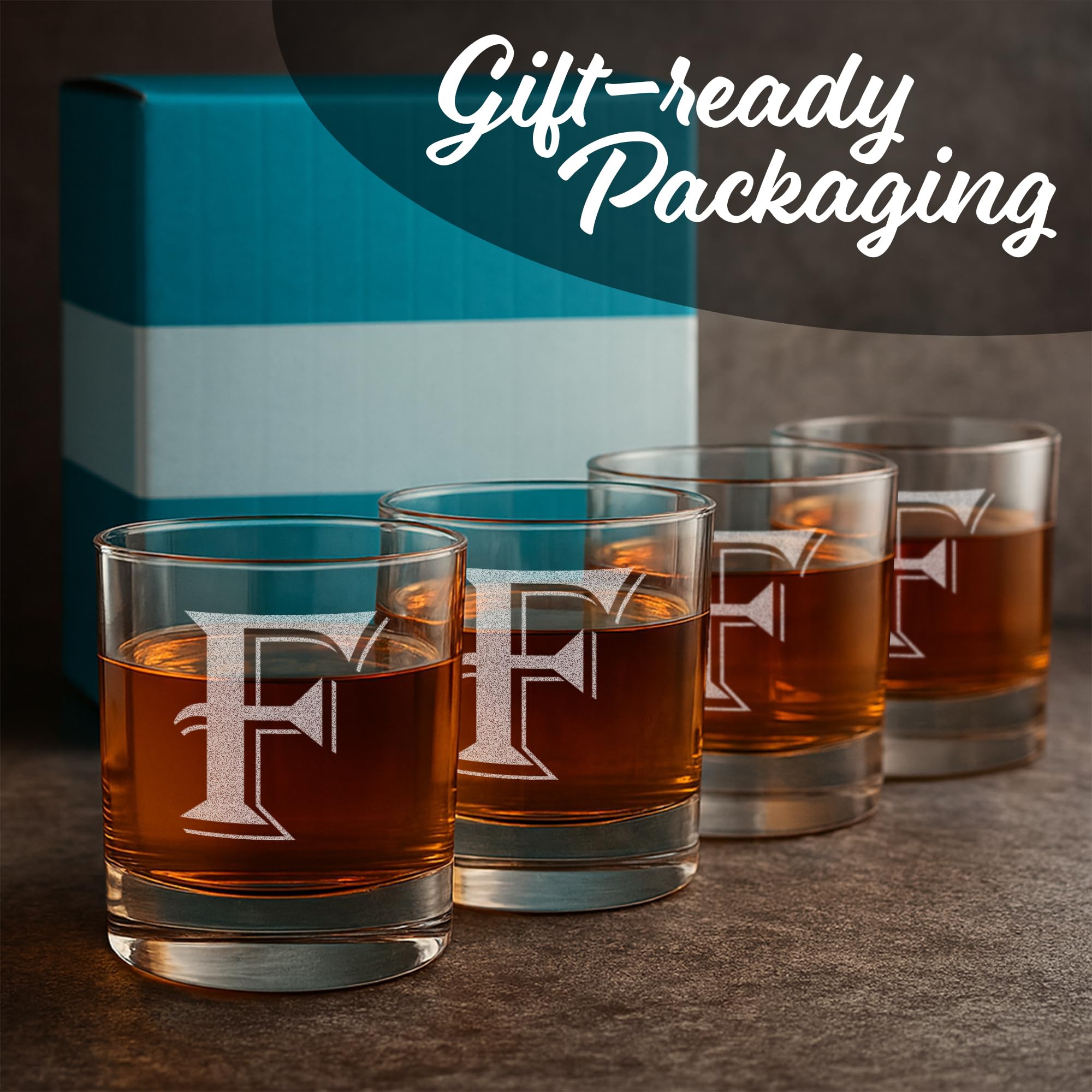 4 piezas de 11 oz grabado Heavy Base rocas gafas elegante vidrio uso como un multiusos bebidas cristal o como un rocas vidrio regalo perfecto para cualquier especial occasion- por: sobre la Rox