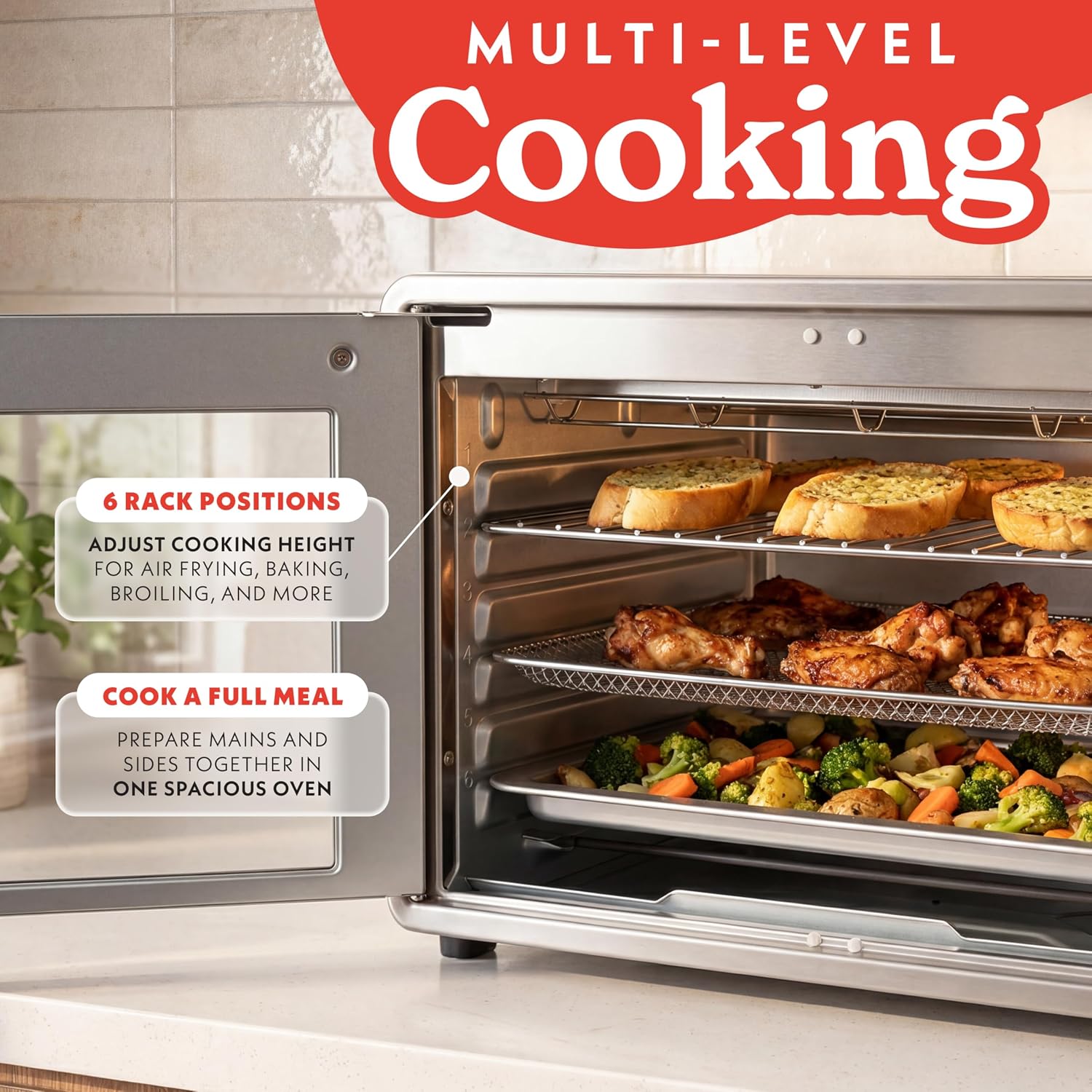 Gourmia French Door Air Fryer Oven - 37 Qt Large Capacity Convection Toaster Oven, FryForce 360°, Digital Display, 12 Cooking Presets, Dehydrate, Fits 13” Pizza, Dishwasher-Safe, Peach‼️needs heavy cleaning ‼️