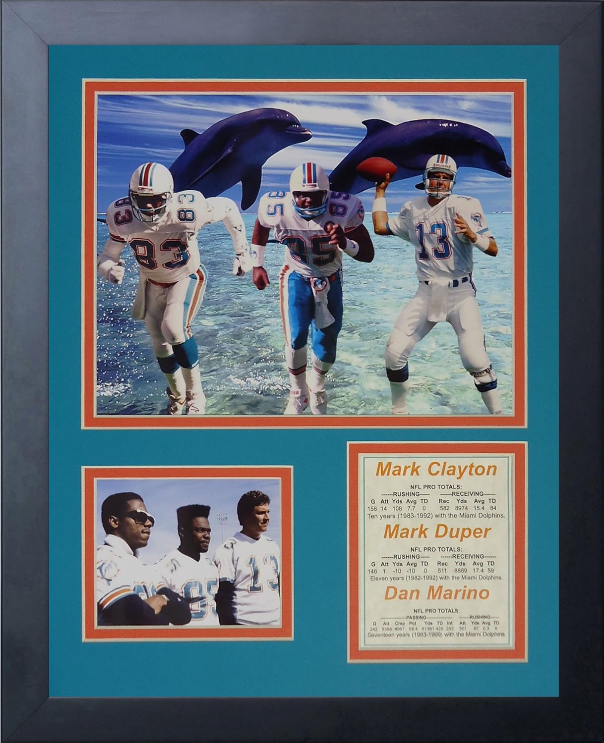 Legends Never Die Miami Dolphins 80's Big Three Framed Photo Collage, 11x14-Inch, (11672U)