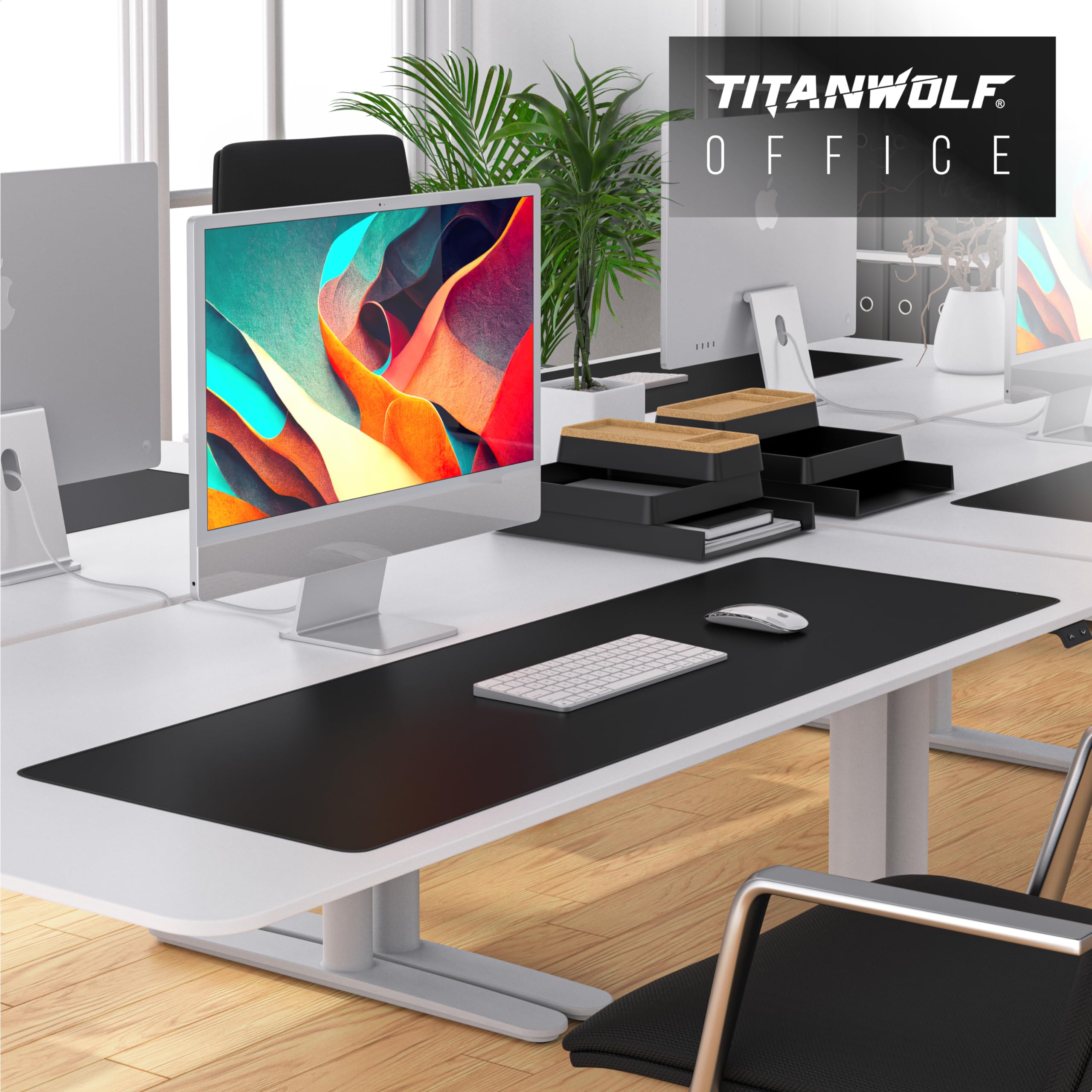 Titanwolf Übergröße Mauspad 1200x600mm, XXXL Mousepad Home und Office Schreibtischunterlage Groß, Tastatur und Maus Unterlage Schreibtisch 120x60 cm - Schwarz
