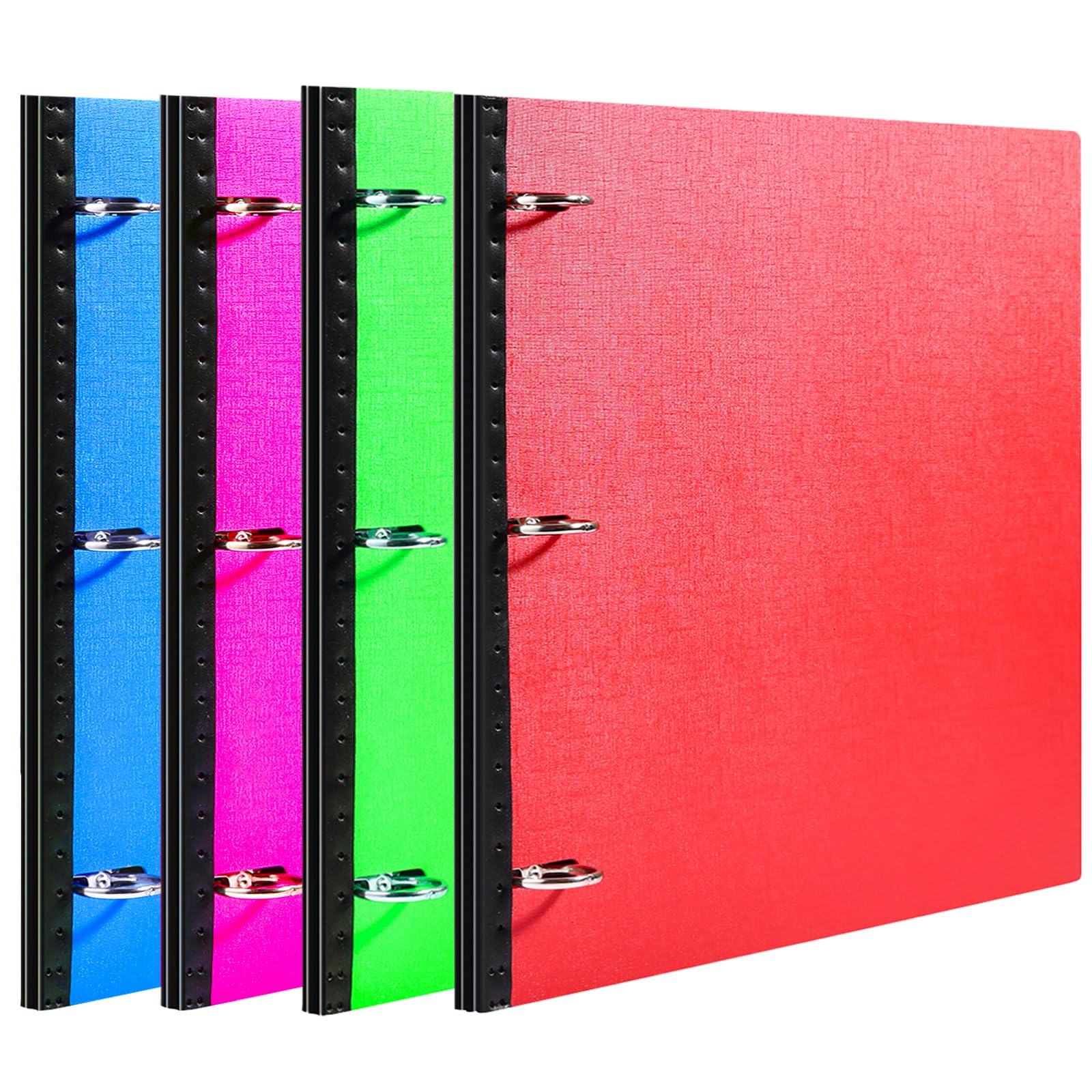 WOT I 4-Pack Telescoping 3 Ring Binder(0.75"), Expandable Flexible Binder - Patented Design for Easy Portability, Holds 160 Sheets, for School, Office&Home Organization(Blue+Pink+Green+Red)