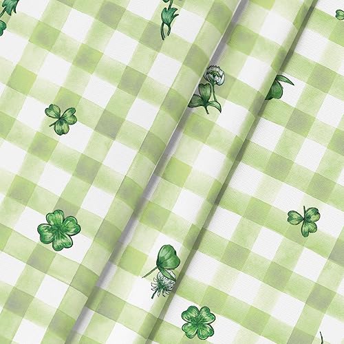 Miniatura 5 de Horaldaily Mantel rectangular del Día de San Patricio de 52 x 70 pulgadas, funda de mesa de trébol a cuadros de búfalo para decoración de fiesta,