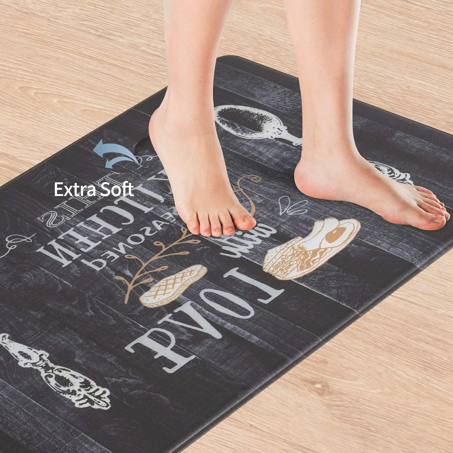 Asrug Anti Fatigue Comfort Standing Desk Mat, Kitchen Mats Floor Pad Non Slip Kitchen Set of 2, 17.3''x27.6''+17.3''x47.2''