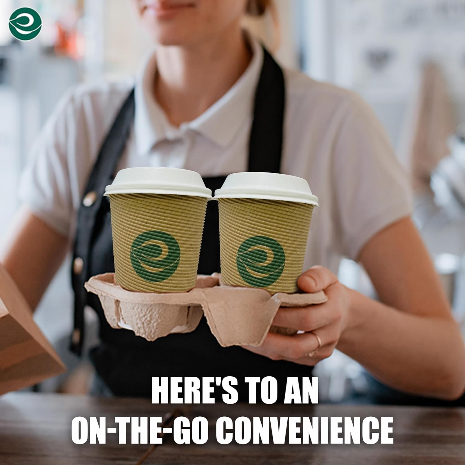 ECO SOUL 16oz Compostable Ripple Cups with Lids (25 Pack) Biodegradable Disposable Paper Cups Non-Toxic for Hot Drinks, To-Go Coffee Cups, Eco-Friendly & Ripple Cups - Image 2