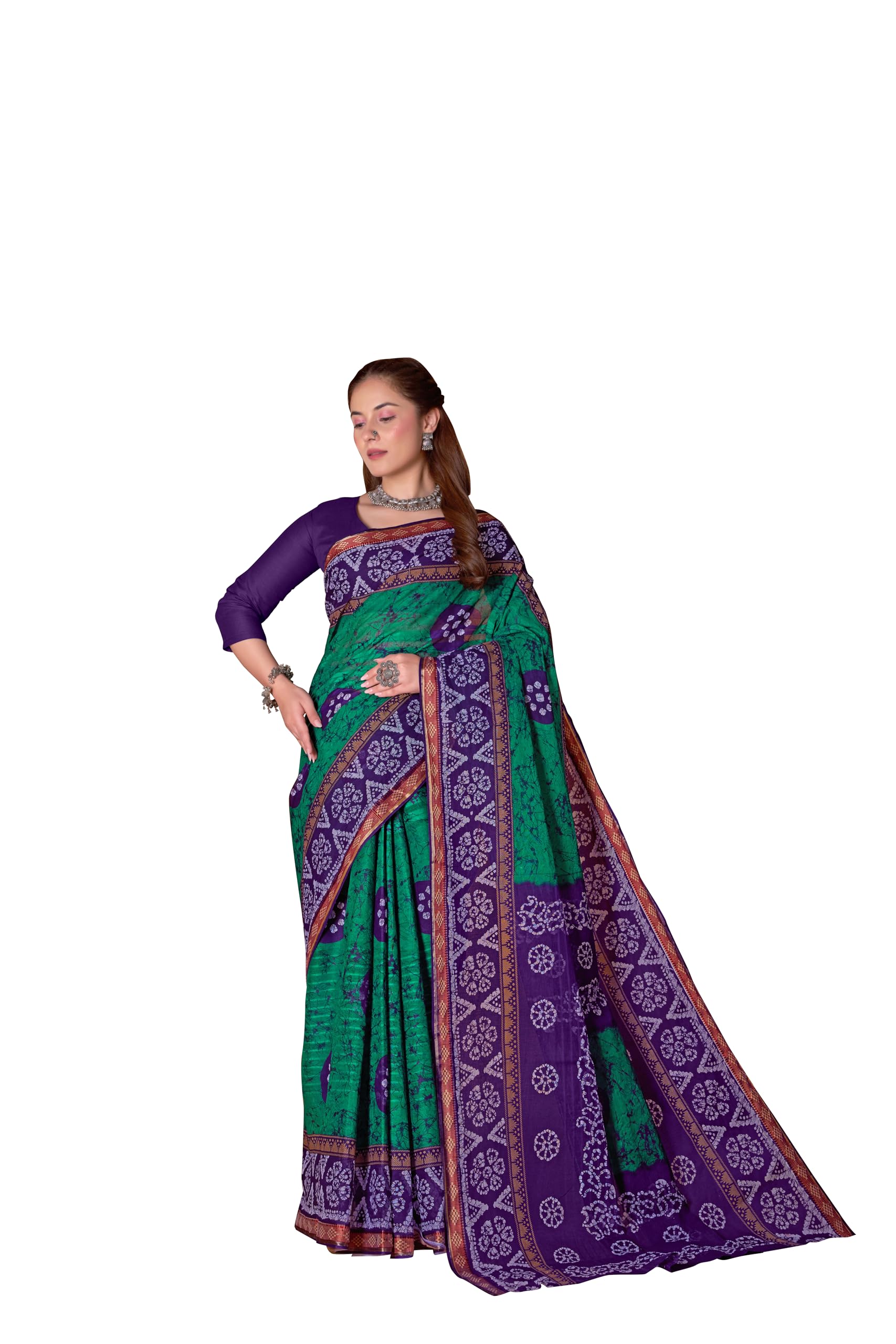 Maroon Gadwal Pure Cotton Saree For Woman Batik Printed |Office Wear Daily Wear Sarees For Women Without Blouse Piece(Available in 9 Colours)-image-33