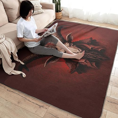 Miniatura 4 de Baphomet - Alfombra de área de 3 x 4, alfombra demoníaca, alfombras lavables para decoración de sala de estar y dormitorio, alfombra suave