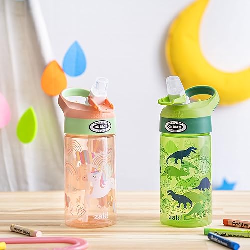 Miniatura 3 de Zak Designs Riverside - Botella de agua para niños de 16 onzas con tapa de boquilla y lazo de transporte integrado, hecha de plástico duradero,