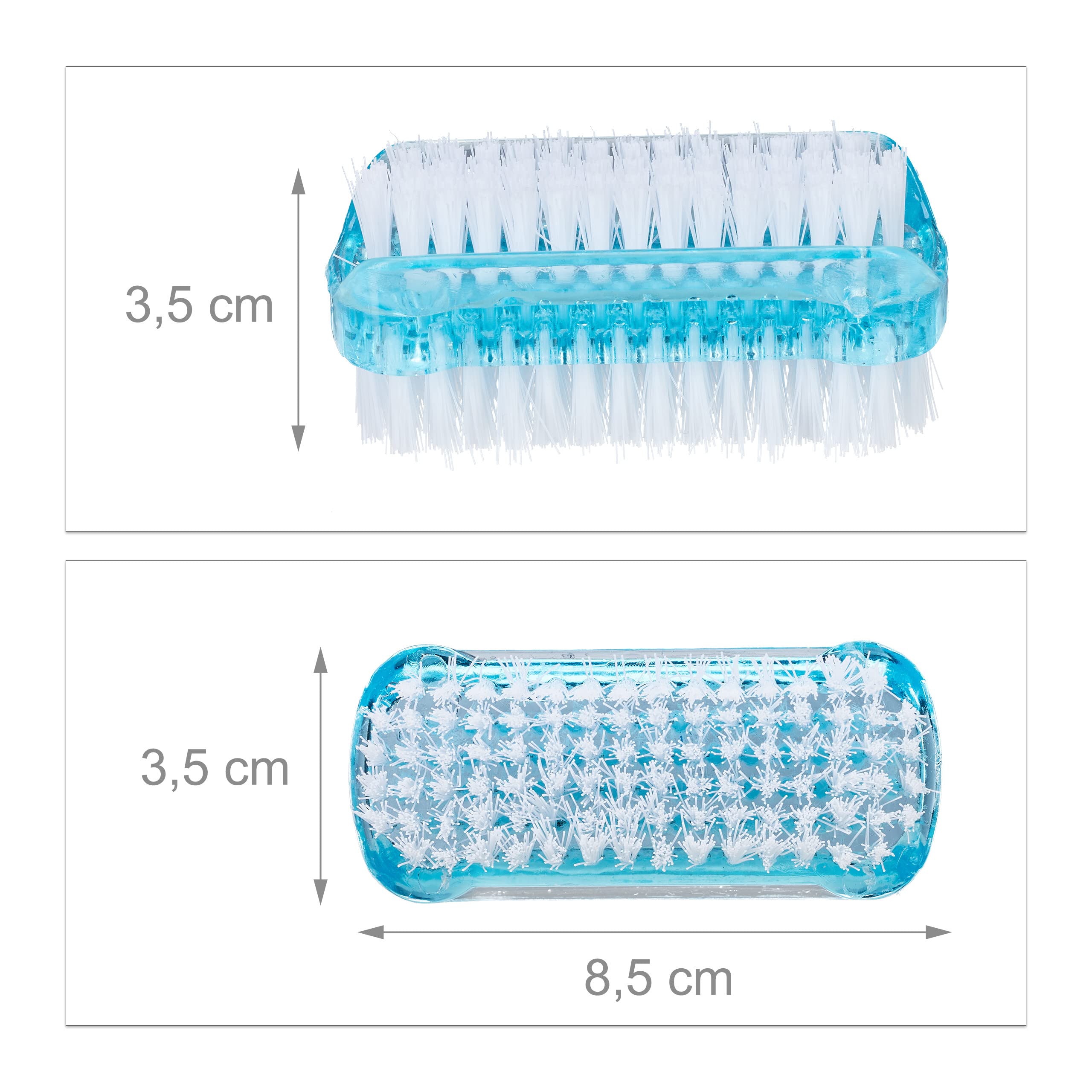 Relaxdays Nail Brush, Set of 8, Double-sided with Hard Bristles, Plastic, HxWxD: 3.5 x 8.5 x 3.5 cm, Bathroom, Blue - Image 4