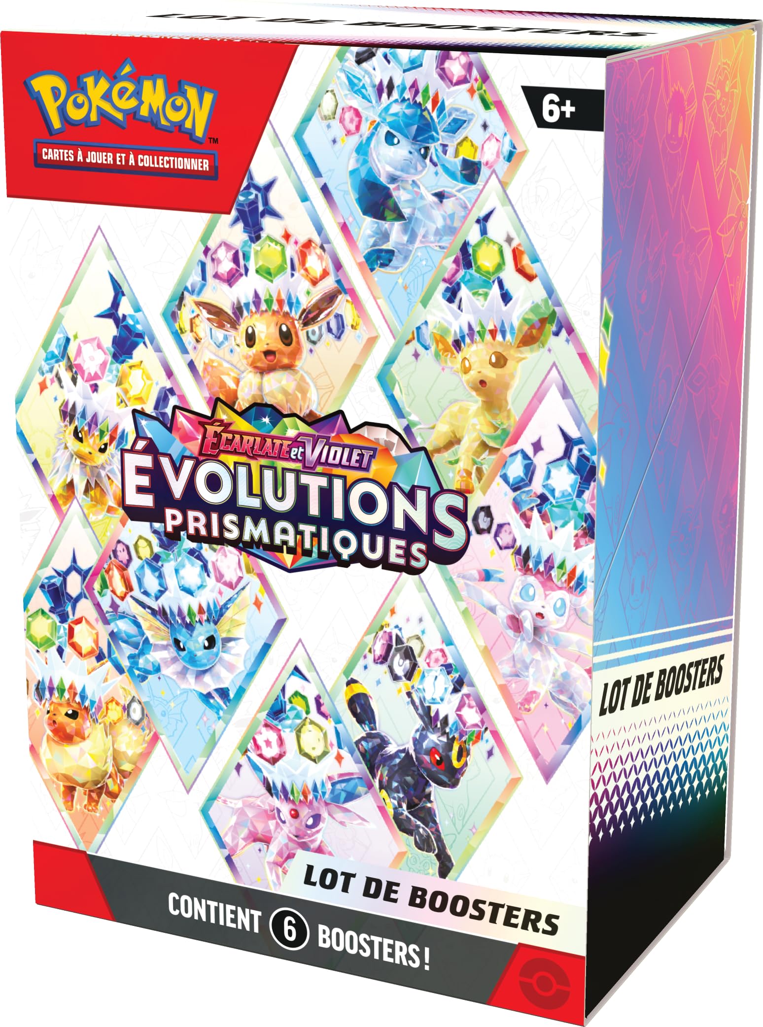 Pokémon: Lot de boosters Écarlate et Violet – Évolutions Prismatiques du JCC Pokémon (6 boosters)