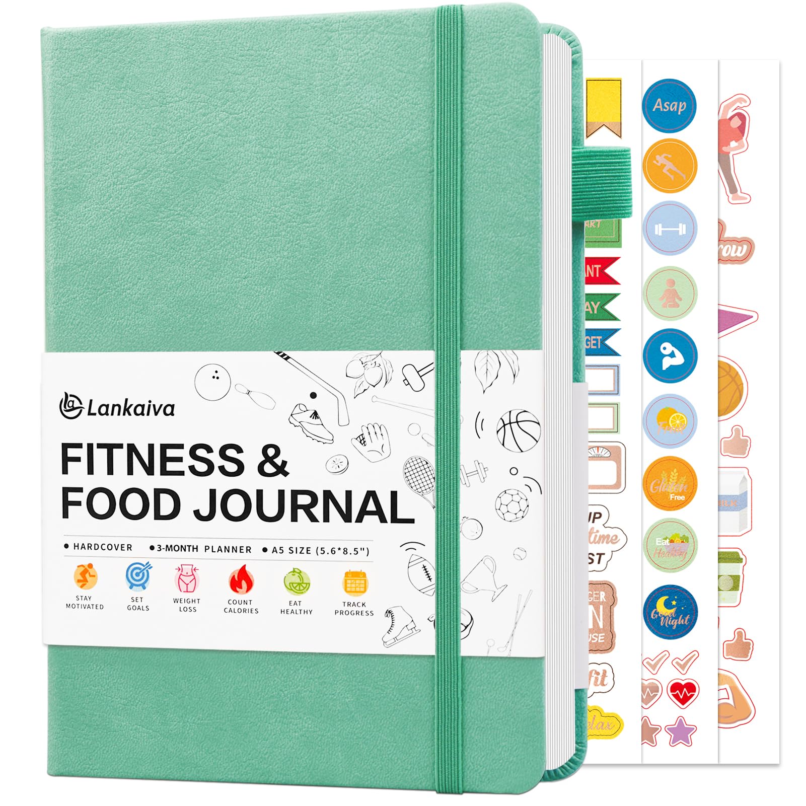 Food Journal & Workout Log Book: Daily Fitness Tracker & Food Diary with Calorie Counter | Exercise Planner Fitness Journal for Gym, Yoga, Weight Loss Goals | Workout Essentials for Women & Men, Green-image-7