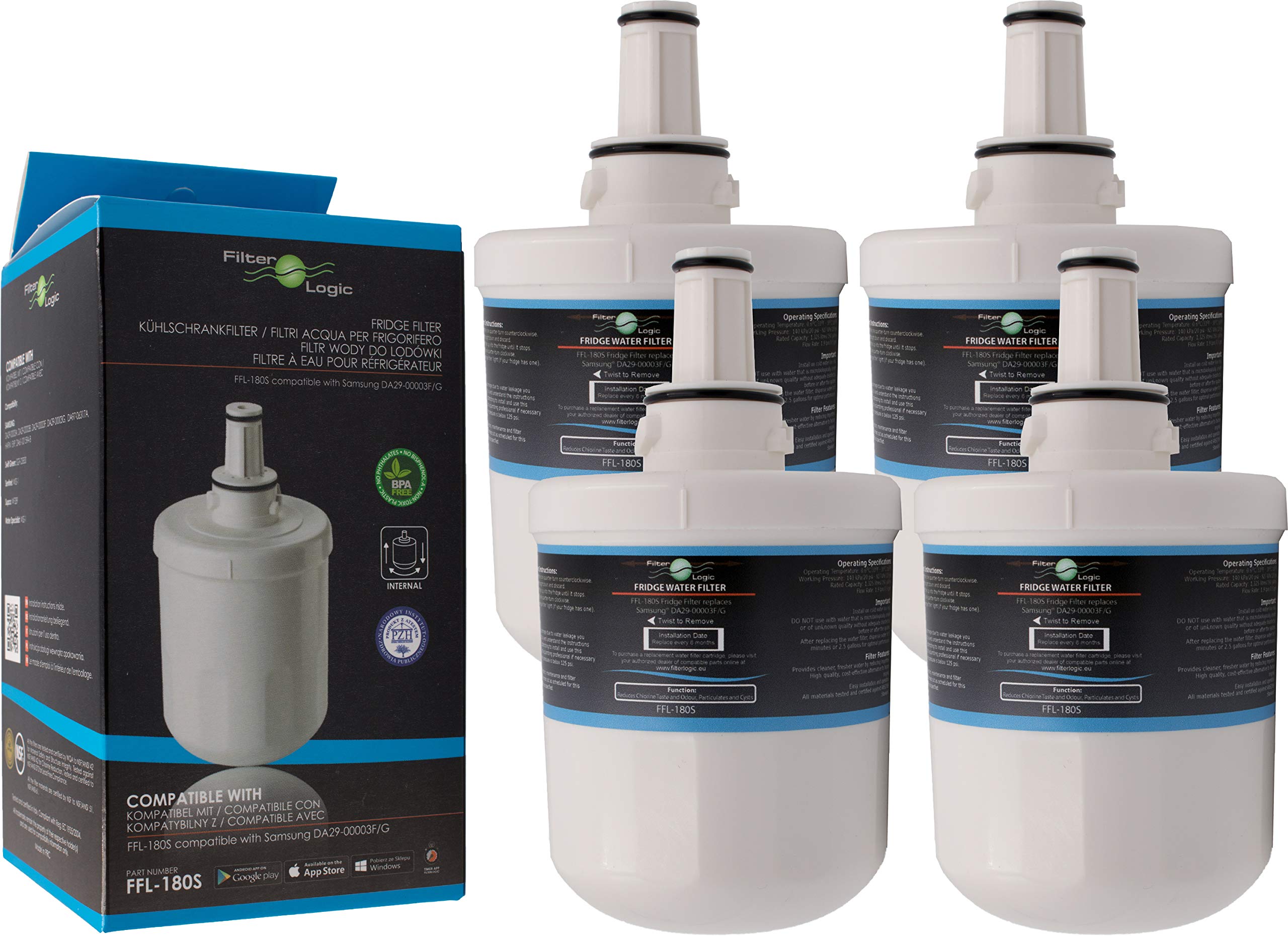 FilterLogic FFL-180SK | 4x Filtre à eau pour Samsung avec HAFIN2/EXP
