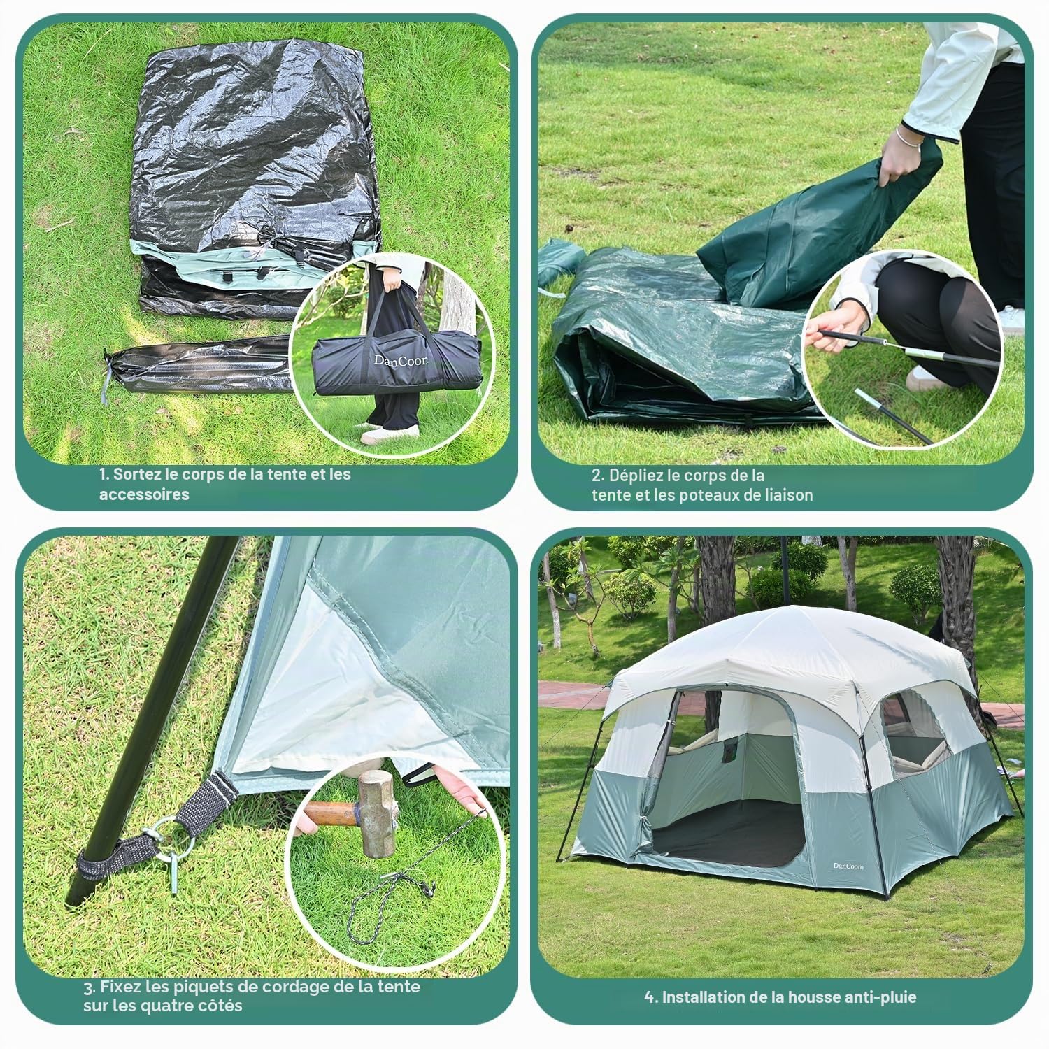 Tentes de Camping, randonnée et randonnée à Dos pour 4 Personnes/6 Personnes/8 personnes/10 Personnes en dôme avec Tente Incluse pour Accessoires extérieurs