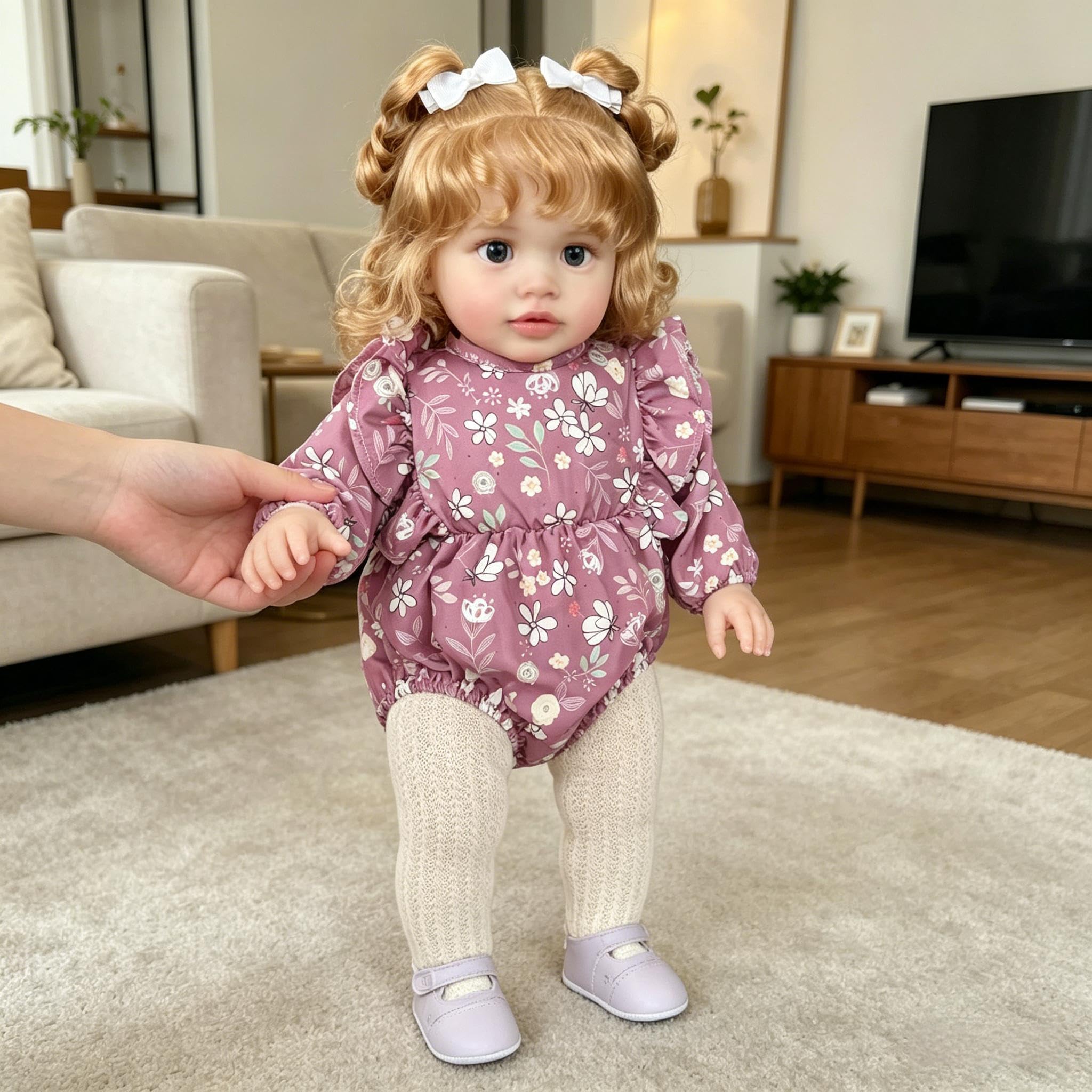 RXDOLL Bambole realistiche da 66 cm, motivo: Pippa, di grandi dimensioni, in morbido tessuto vinilico, per bambini dai 3 anni in su