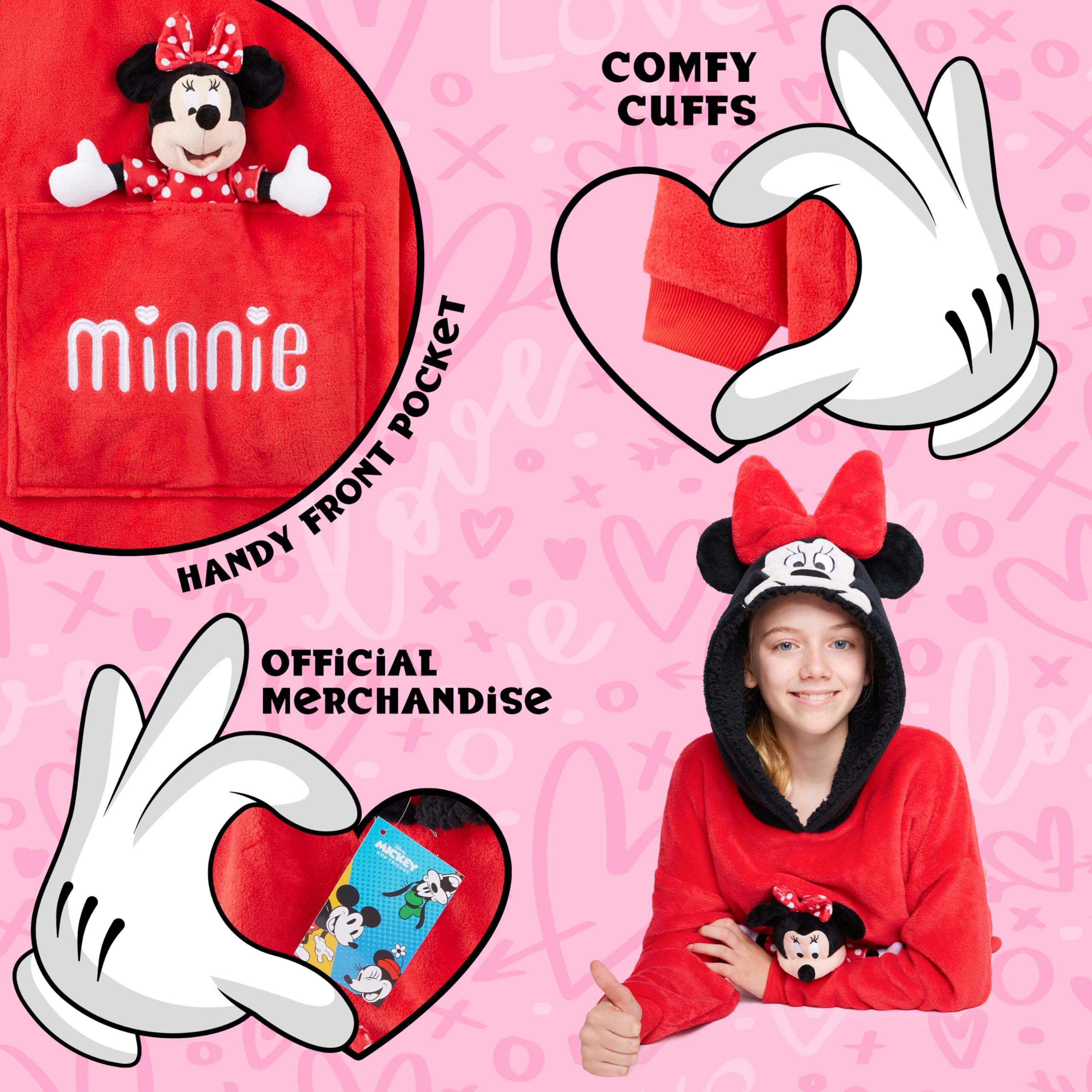 Disney Stitch Felpa Coperta per Bambine - Felpa Oversize in Pile con Cappuccio Bambina Ragazze Angel Minnie Mickey IH Oh