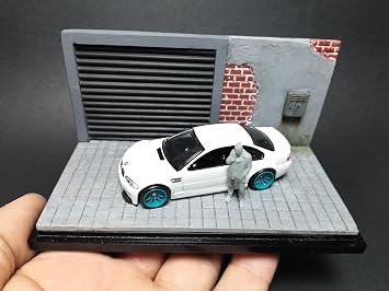 1/64 Garage Diorama Display Case (Gray Blinds) Gri