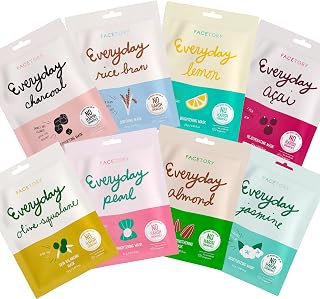FaceTory Everyday 8 Collection Korean Sheet Face Masks - Hydrating, Soothing for All Skin Types, Cruelty-Free, No Parabens (8 Pack)