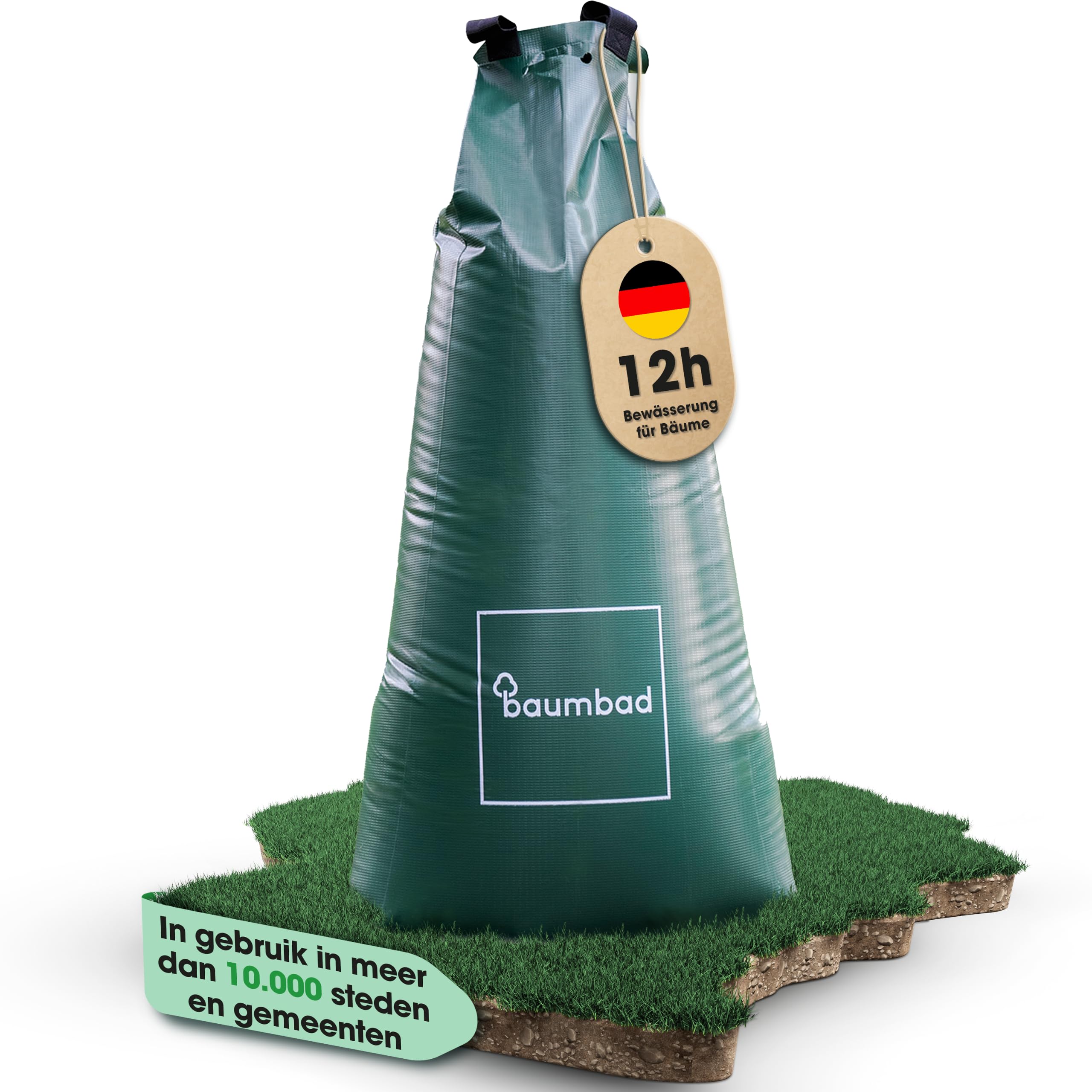 baumbad 1 premium watering bag, 100 litres, PVC, UV-resistant, tree bag for watering in green, with environmentally friendly packaging