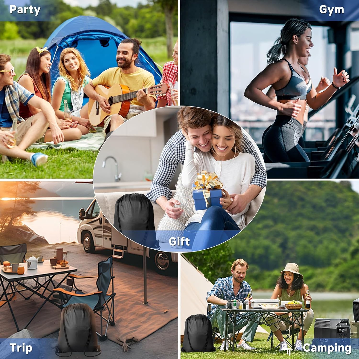 120Pcs Black Drawstring Backpacks Bulk String Bag Cinch Sack Pack Storage Knapsack Polyester Gift Bags Sports Drawstring Bags for Trip Party Gym Bags - Image 6