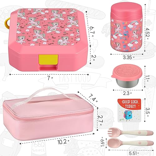 Miniatura 6 de Itslife Juego de lonchera Bento para niños con bolsa térmica de sopa y lonchera de 12 onzas, recipientes de comida a prueba de fugas para la escuela