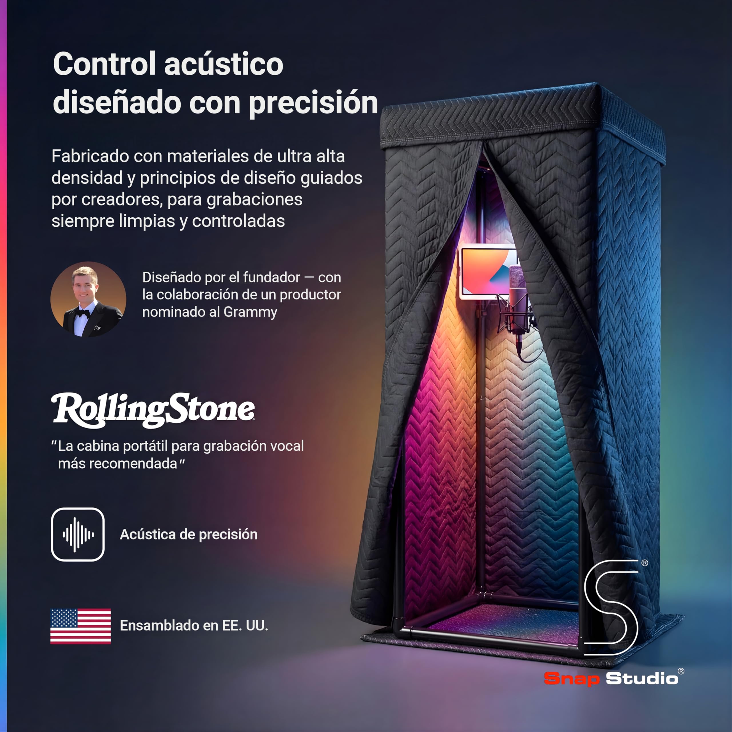 Snap Studio Cabina vocal portátil, original y mejor para grabación de