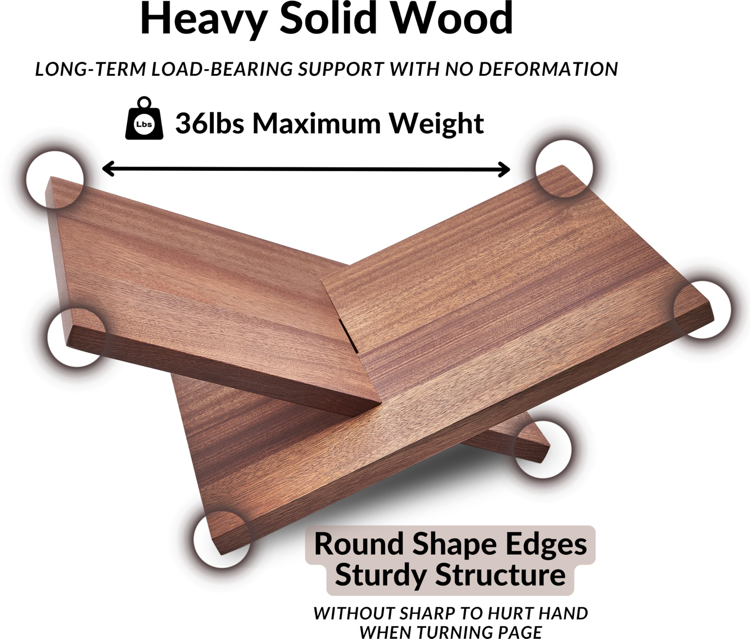 Honygebia Solid Wood Book Stands, Cross Frame Sapele Wooden Book Holder - Image 3