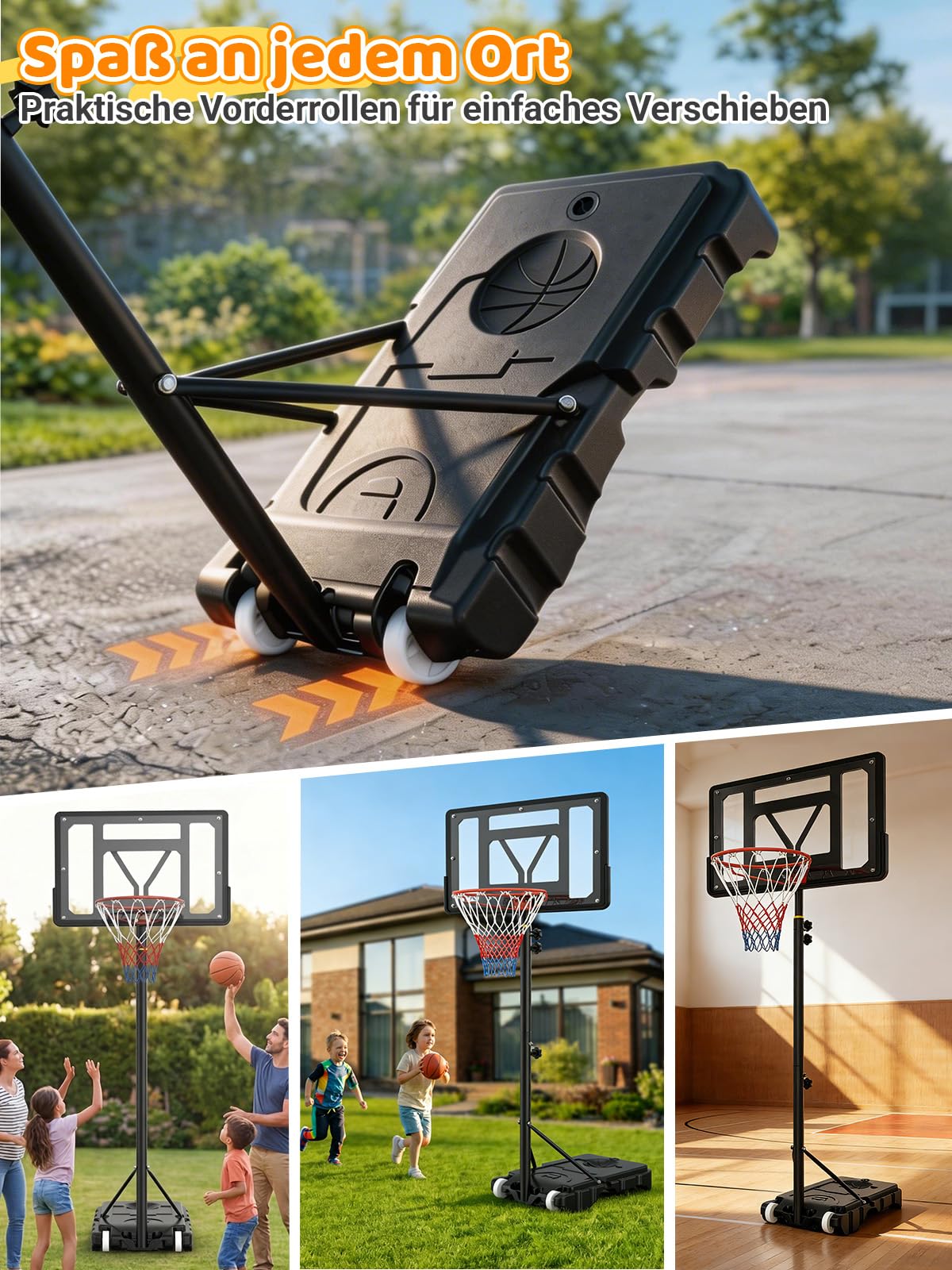 Basketballkorb Outdoor für Kinder: 155-210 cm Höhenverstellbar für Kinder 4-14 Jahre - Inkl. 2X Netze, Basketball & Pumpe - Basketballkörbe mit Ständer für Indoor Outdoor Garten Hof Garage