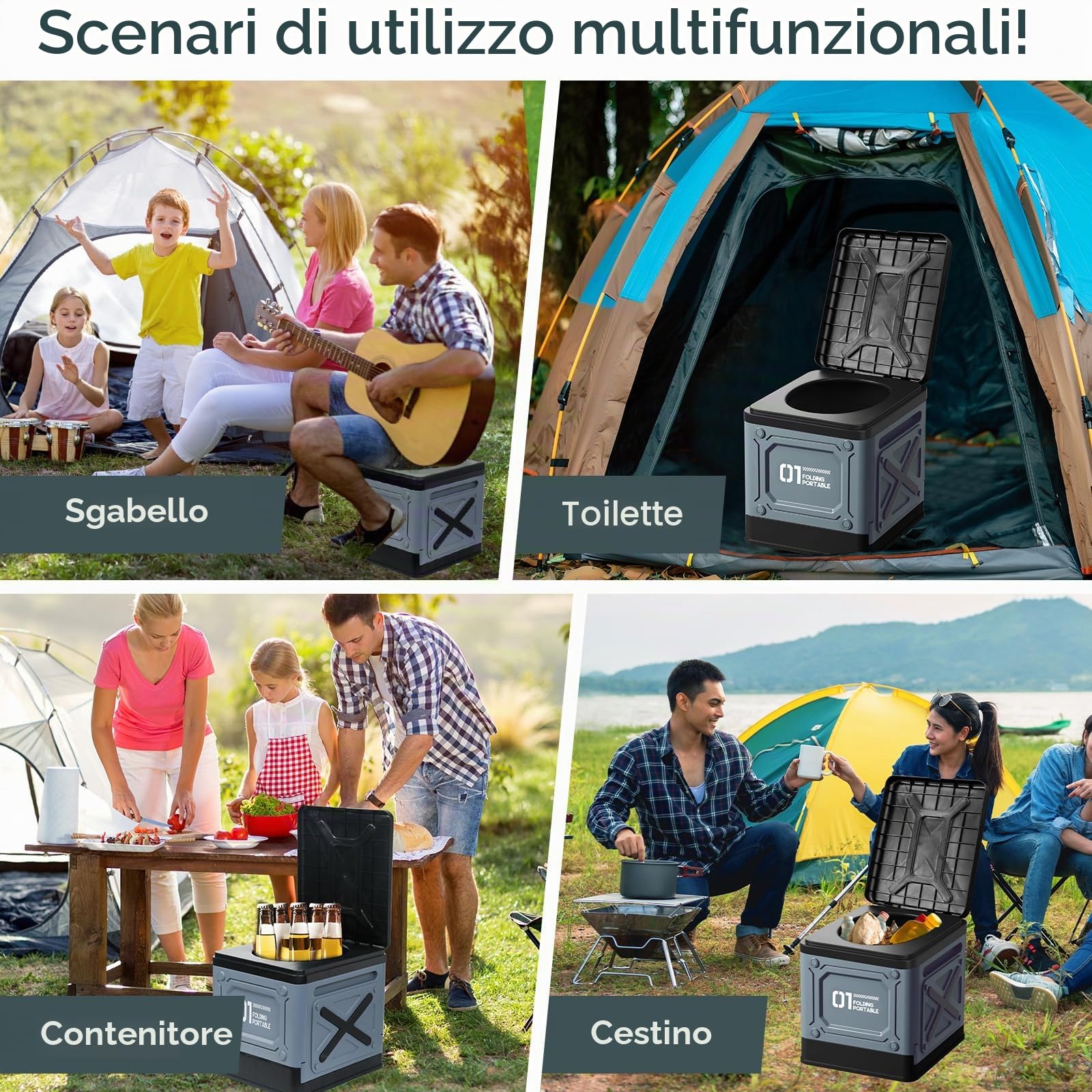 WC Portatile,Water Portatile Adulti,Toilette Portatile Campeggio Pieghevole,WC Portatile Adulti Max 150 kg,Gabinetto Portatile Adulti per Campeggio,Auto,Viaggi (Blu)