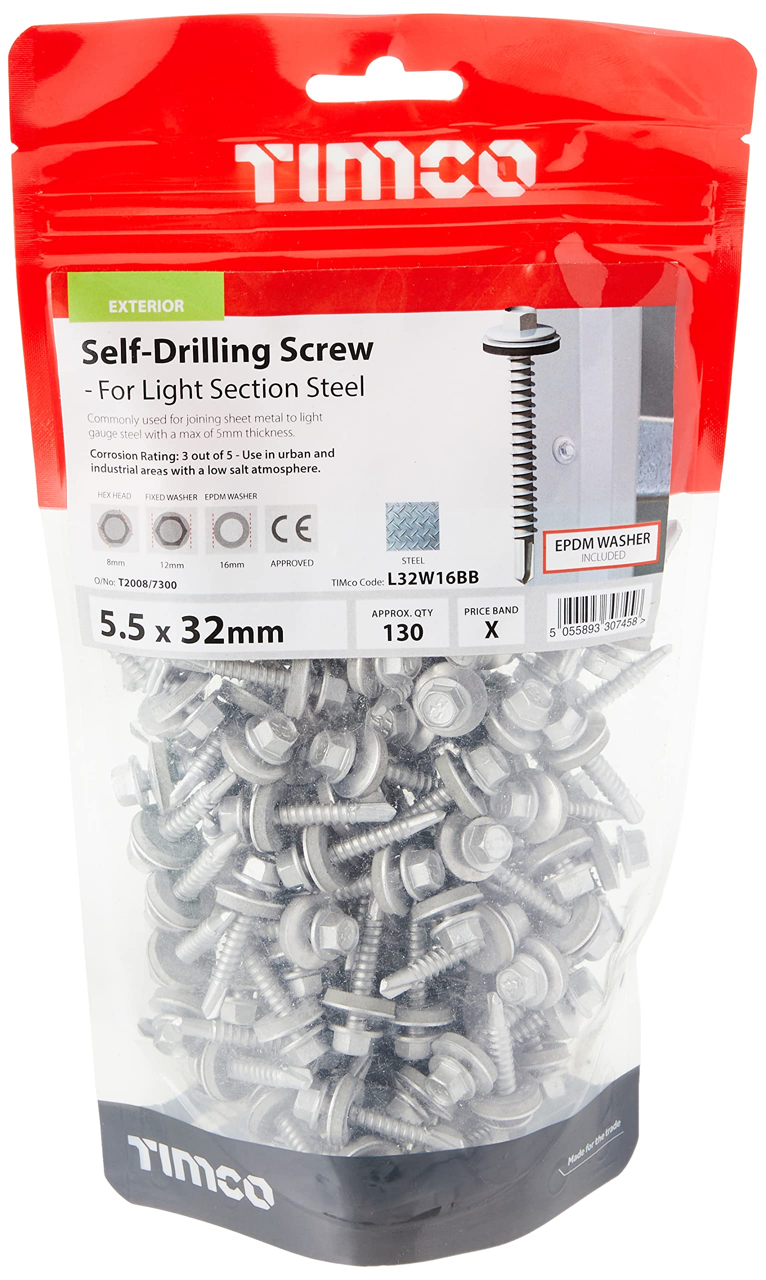 Foret à vis Timco L32W16BB en boîte de 140 pièces couleur argent pour fixations robustes