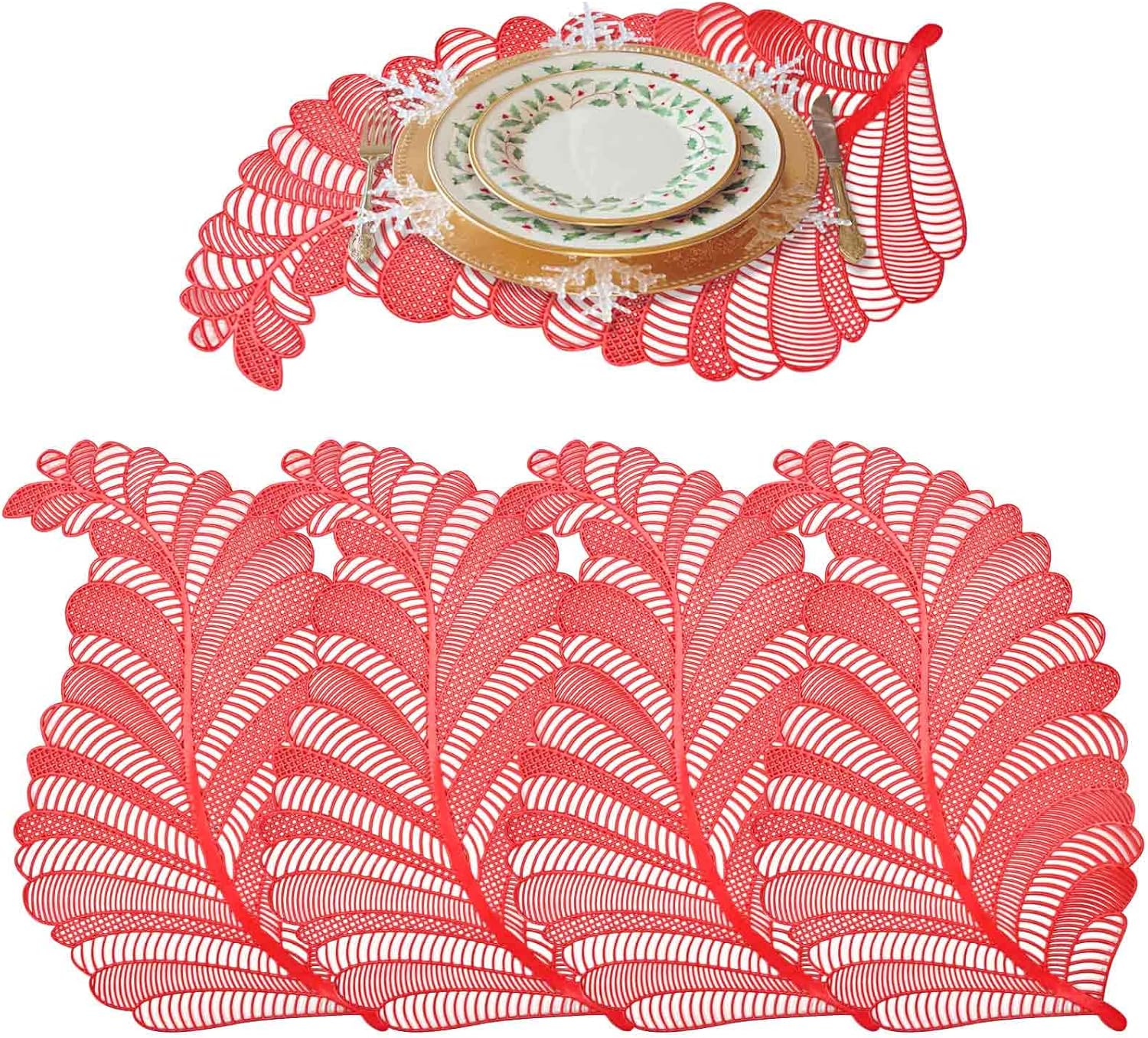 GIVERARE Placemats Set of 4, Round HeatResistant Vinyl