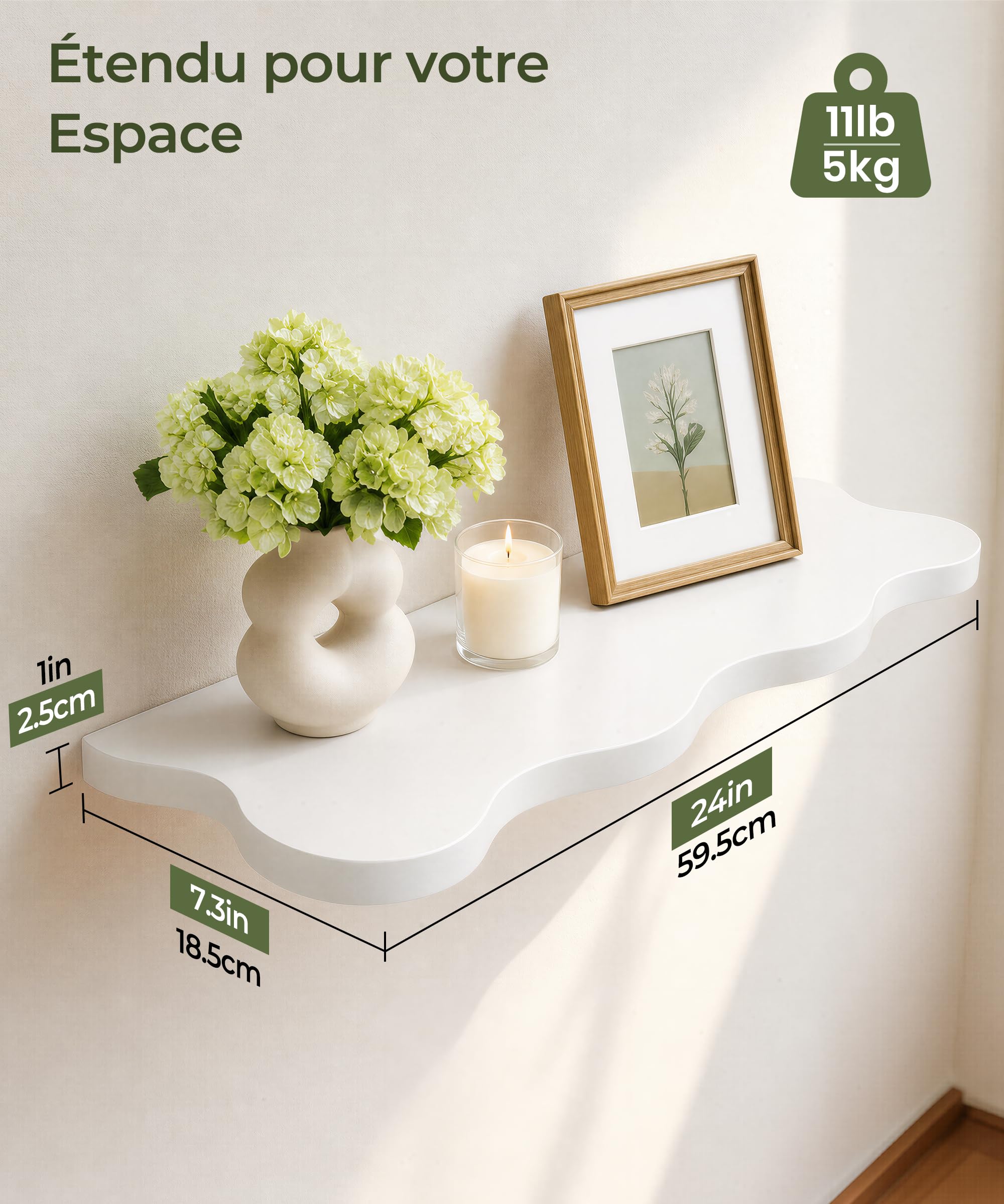 Étagères flottantes Blanches Lot de 2 60 cm