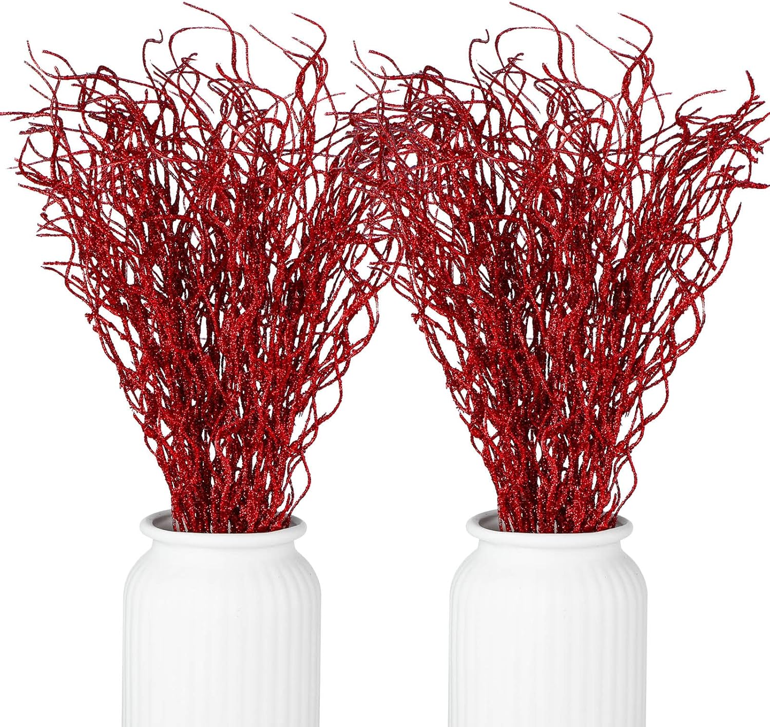 Xinnun Christmas Glitter Branches Vase Filler Decor Curly Ting Ting